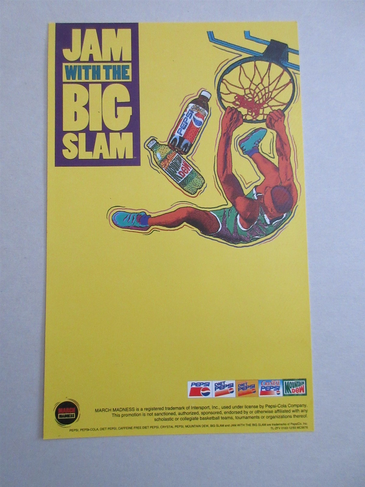 Pepsi-Cola Pepsi Mountain Dew Jam with the Big Slam 1993 sticker