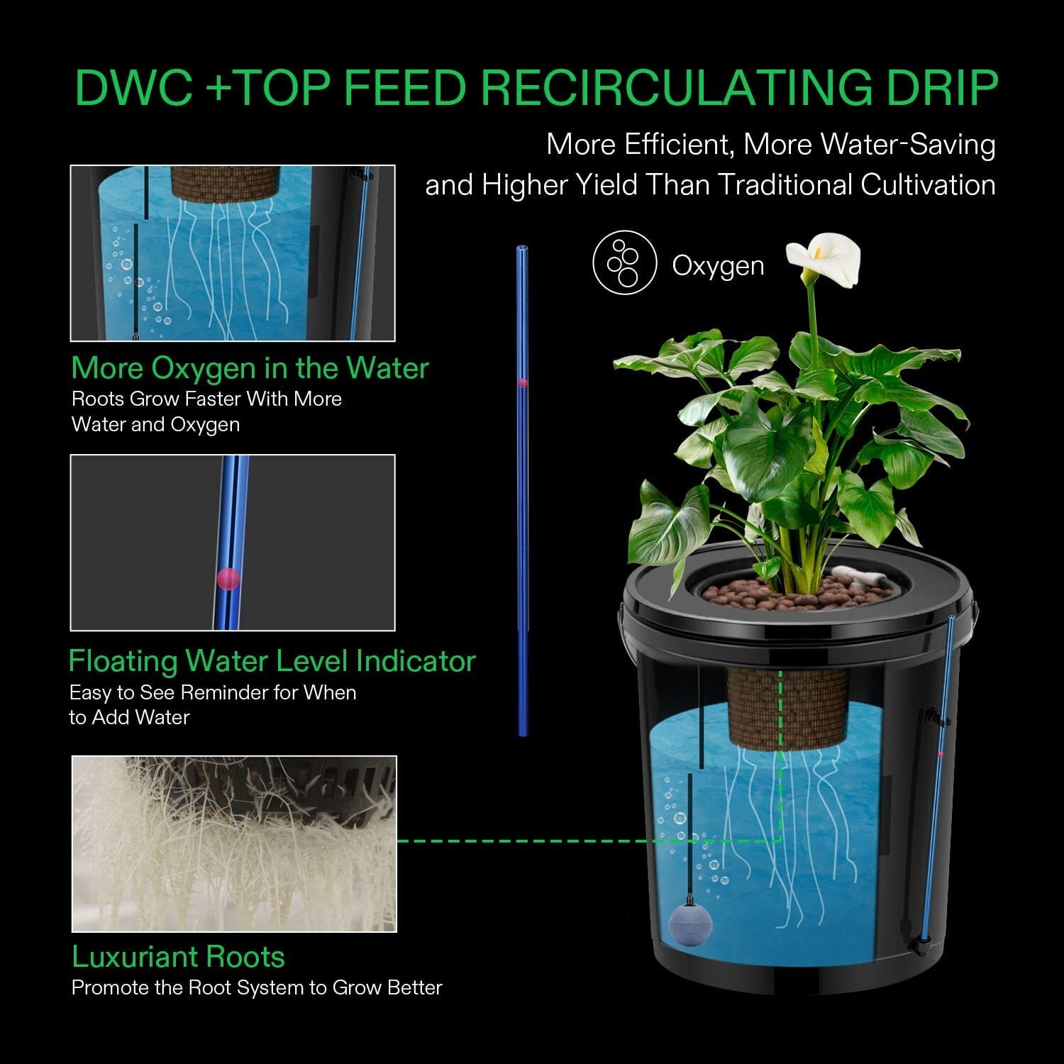VIVOSUN 8 Bucket 5 Gal DWC Hydroponics Grow System w/ Top Drip Kit