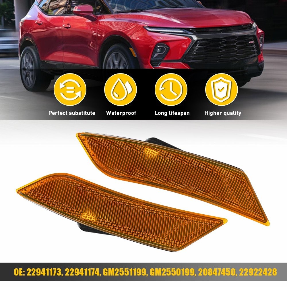 For 2017-2024 Cadillac XT5 Amber Front Fender Side Marker Light LED GM2551199 2x