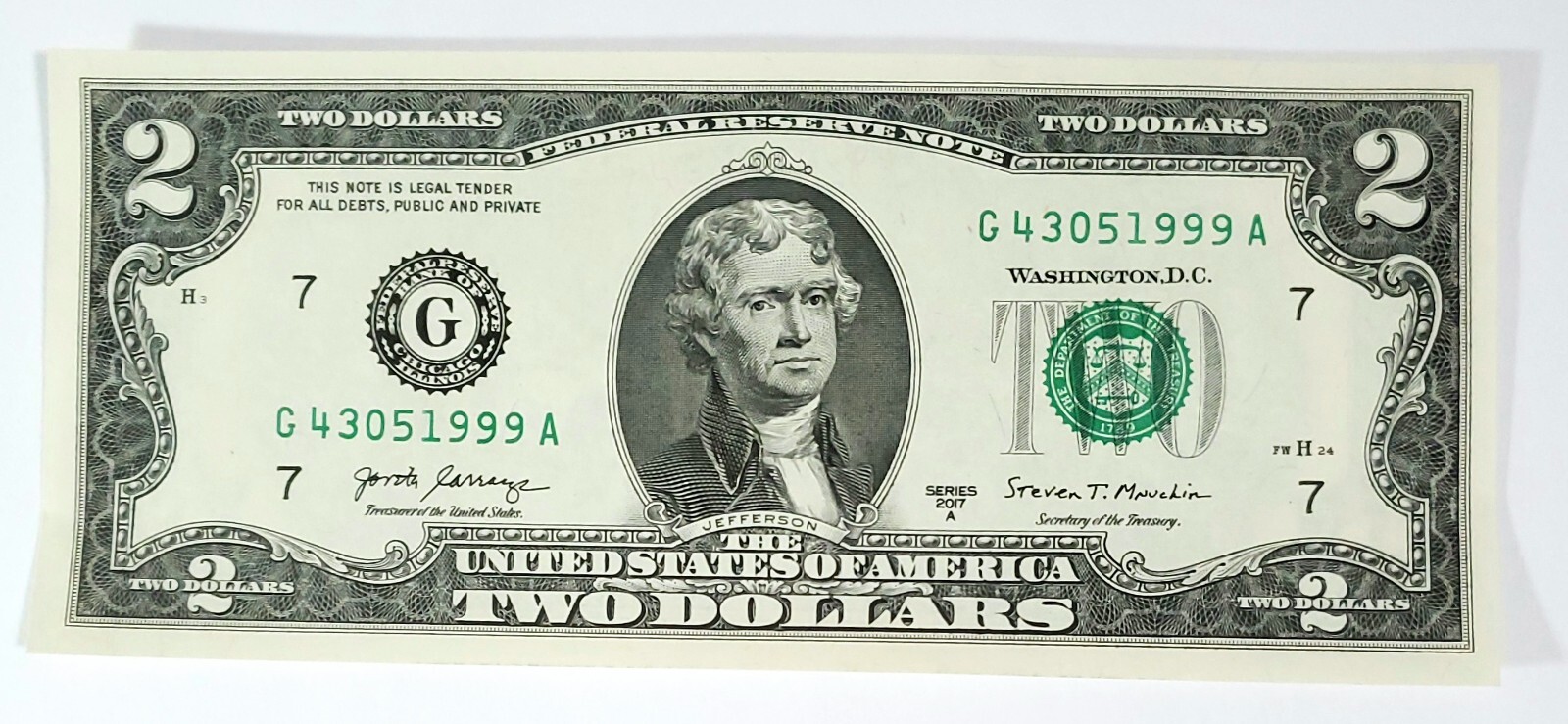 * NEW Uncirculated/Sequential Two Dollar Bill Crisp $2 Notes 2017A Save on Bulk