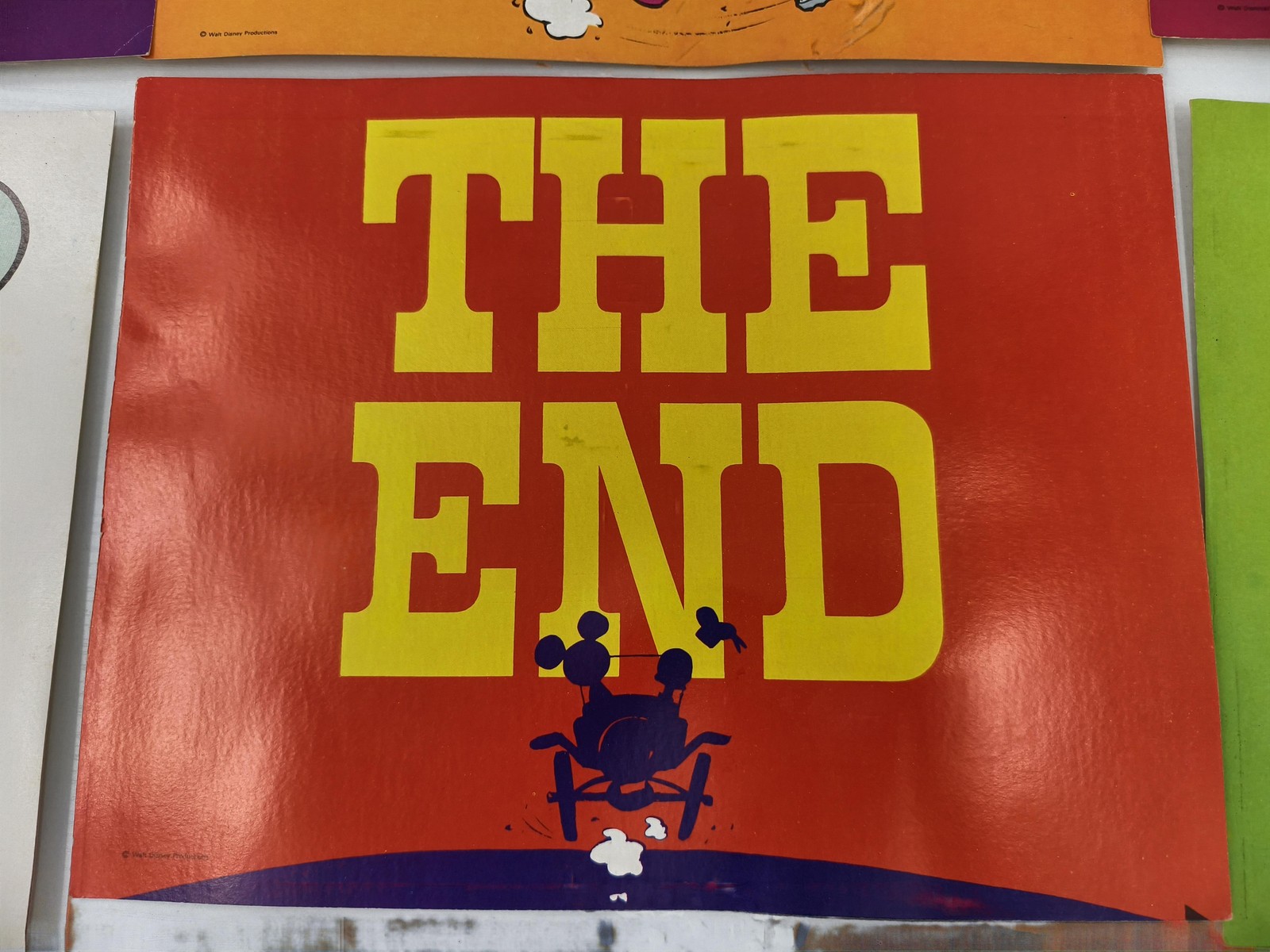 Vintage Walt Disney Productions Party Sign Lot Of 7 Mickey Goofy Title Cards