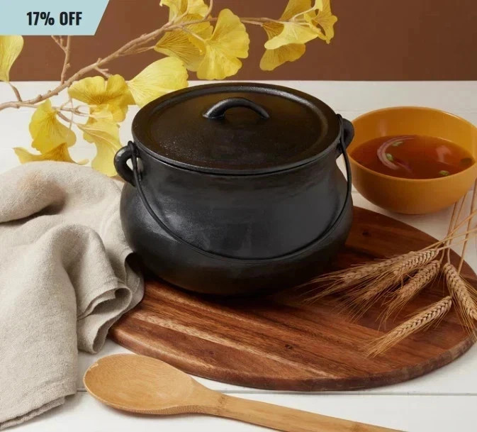 ✅ 4-Quart Cast Iron Cauldron Pot w/ Handle Pre-Seasoned Black Cooking Cauldron ✅