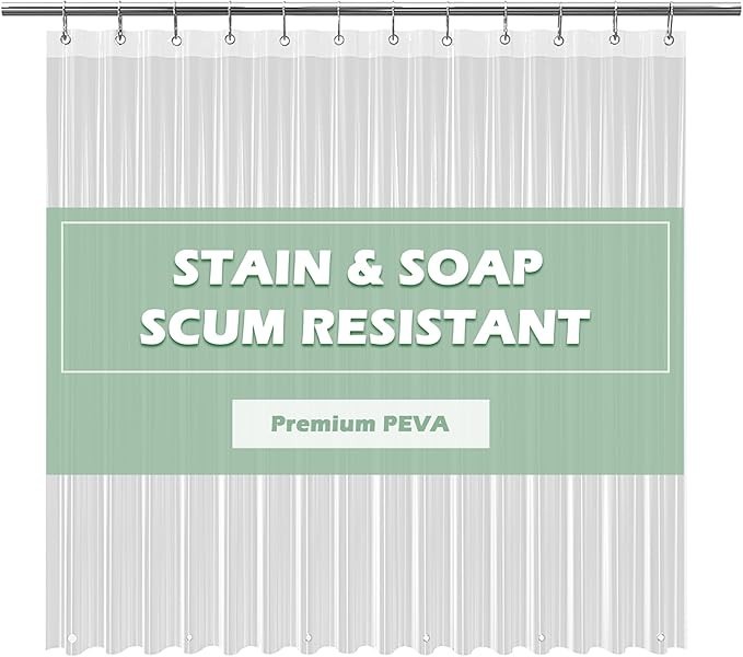 Long Shower Curtain 72 x 84 or 72 X 72 Plastic Shower Liner PEVA - Waterproof