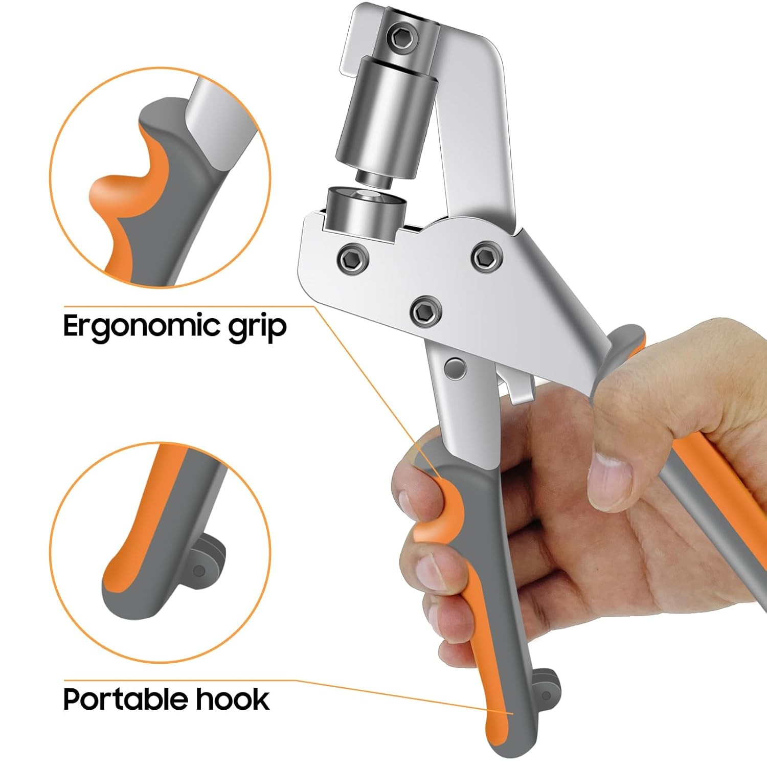 Grommet Tool Kit, Handheld Hole Punch Pliers, Hammer, Hole Punch, 400PCS Eyelets