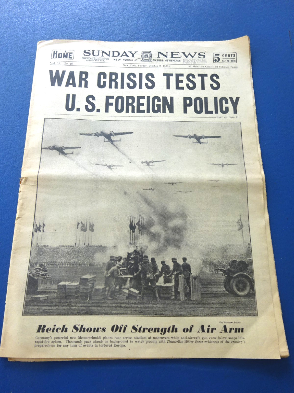1938 NY Sunday News, Prelude War, Children Slay Parents, Yankees, Monte Stratton