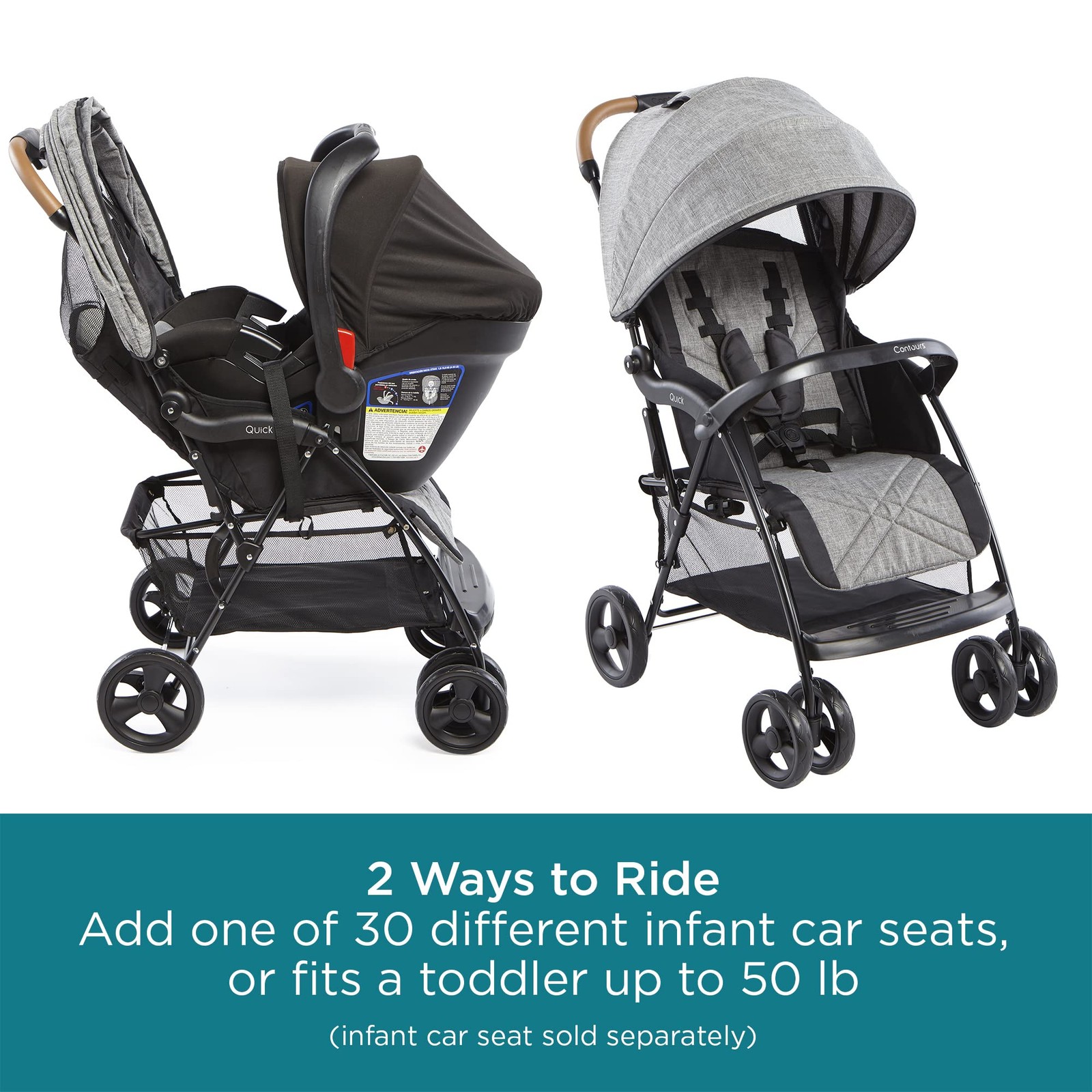 Contours Quick Lightweight Travel Toddler and Baby Stroller with Adapter Free...