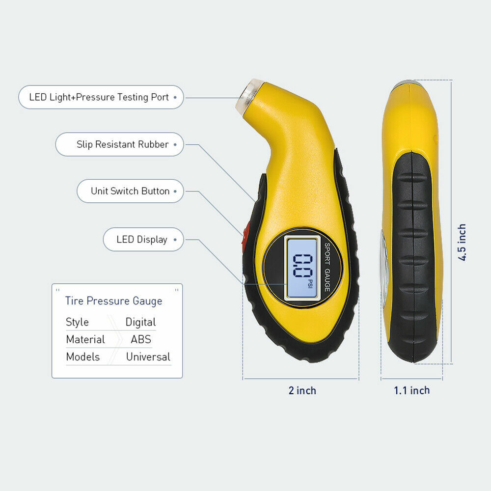 Tire Pressure Gauge Digital LCD Handy Air Gauge For Car Truck Motorcycle Bicycle