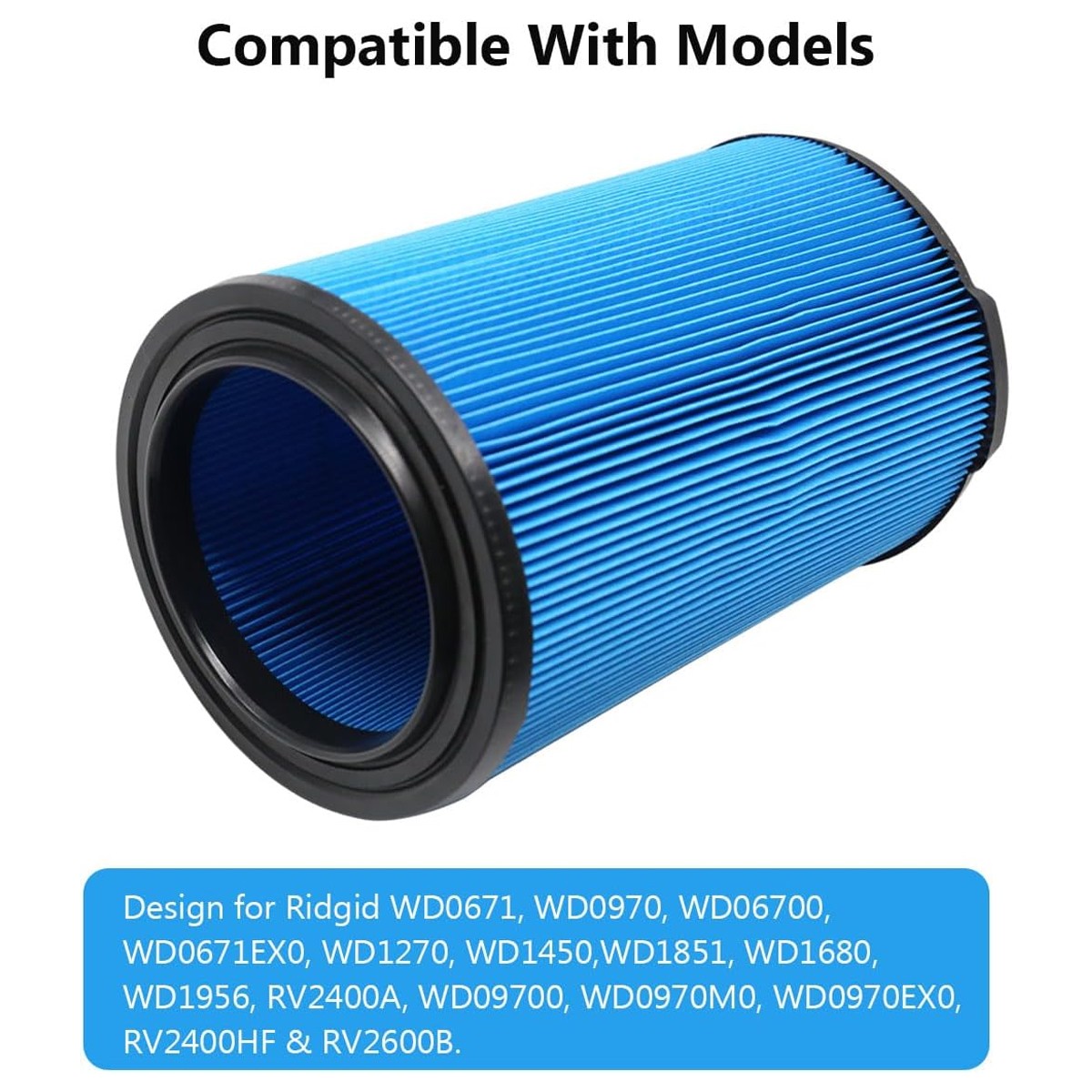 2 Pack VF5000 Filter for Ridgid for Shop Vac 6-20 Gallon Wet Dry Vacuums