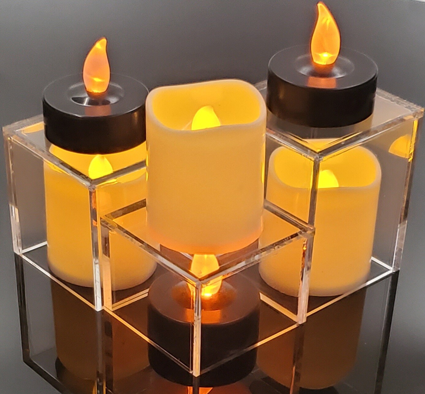 4x4x3 Clear & Colorful Acrylic Display Boxes Decorative Cube Stands, Tray Bin