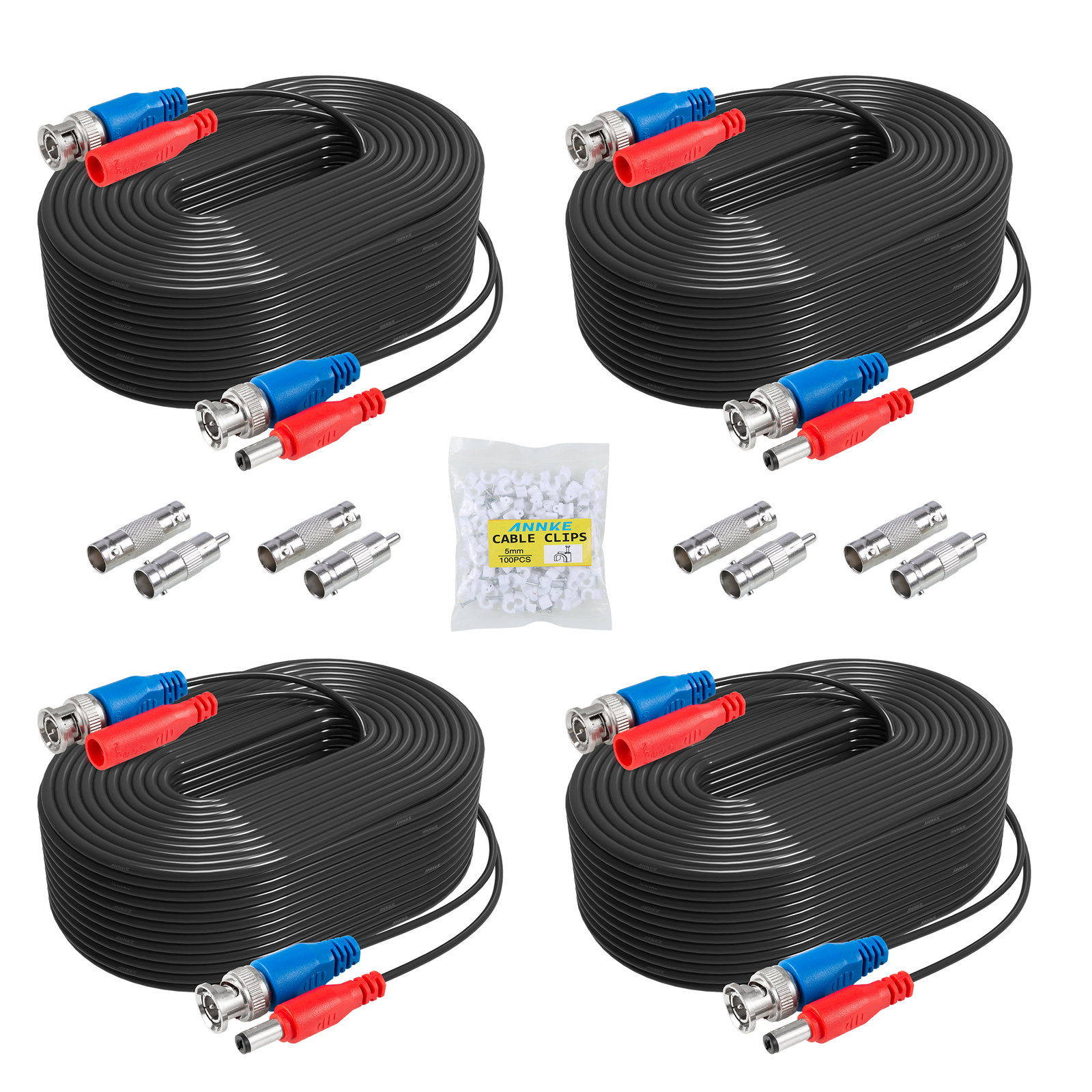 ANNKE 4pcs 100ft Video Power Cable BNC RCA Cord Wire for Security Camera System