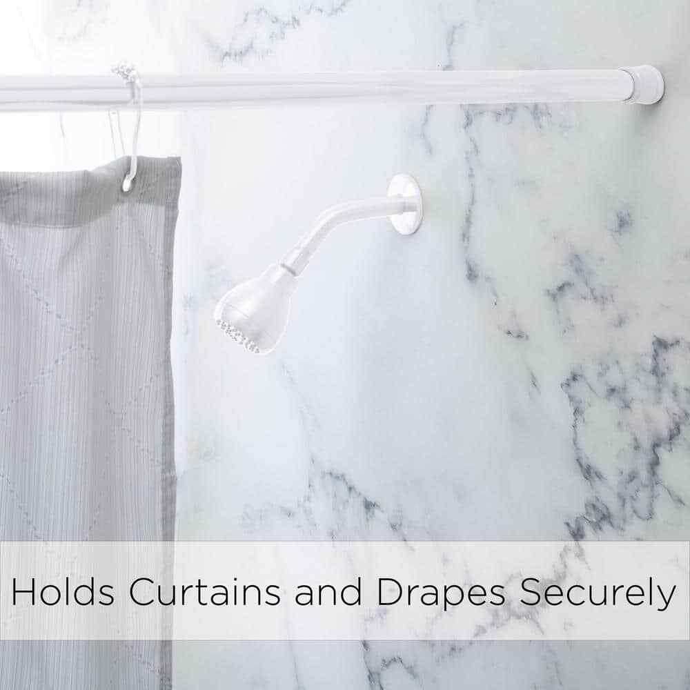 42 - 72 in. Spring Tension Shower Curtain Rod, White, Adjustable