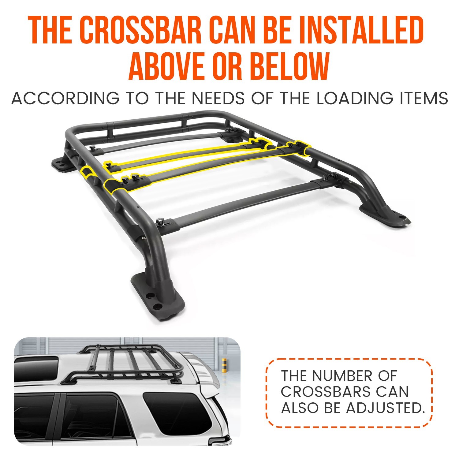 Heavy Duty Roof Rack For Toyota 4Runner 2010-2024 Adjustable Roof Rail Aluminum