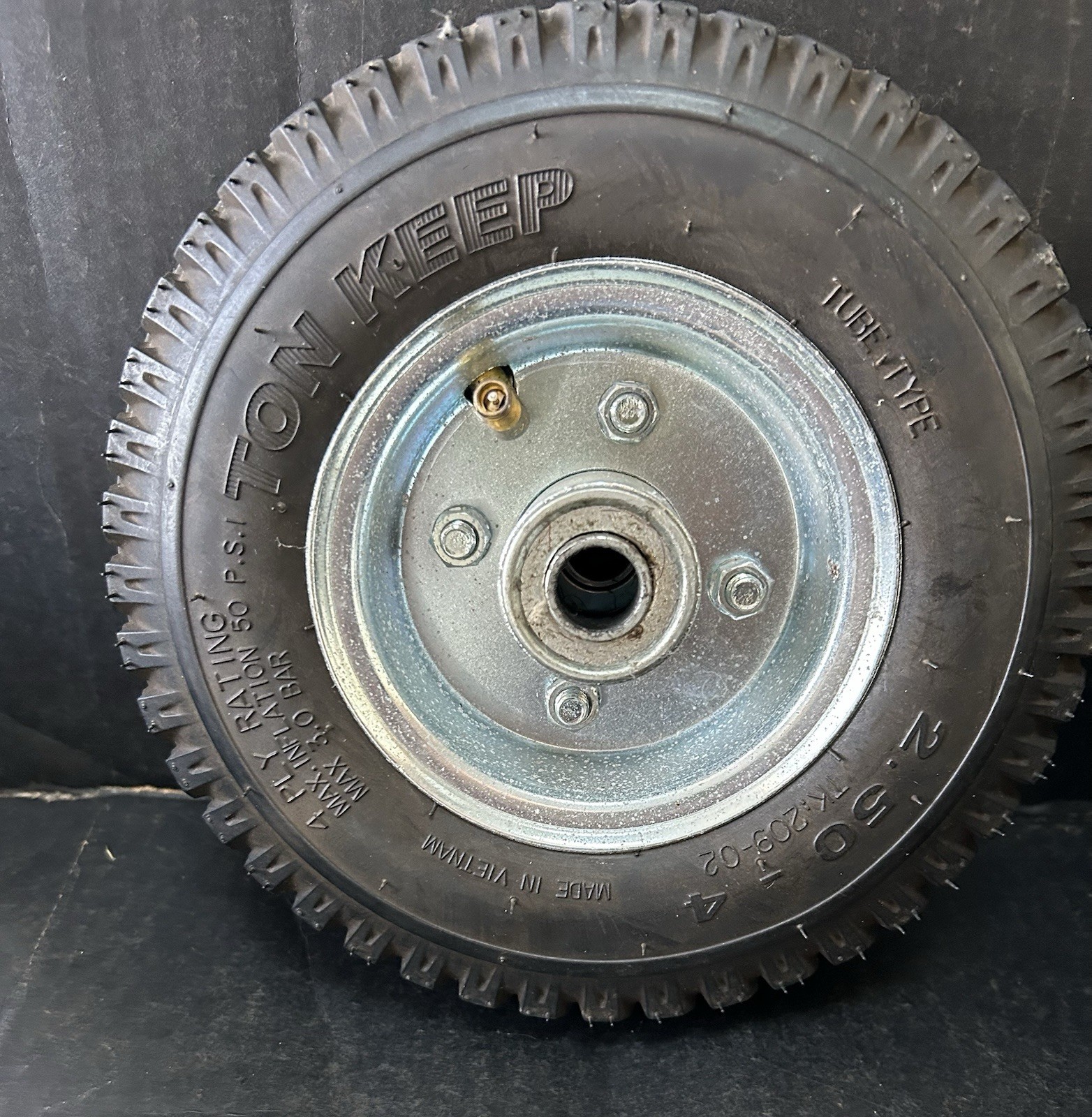 4 Ton Keep 9" Tires on Rims, 250-4 Nylon 50 Max PSI - Ready to Mount and Roll