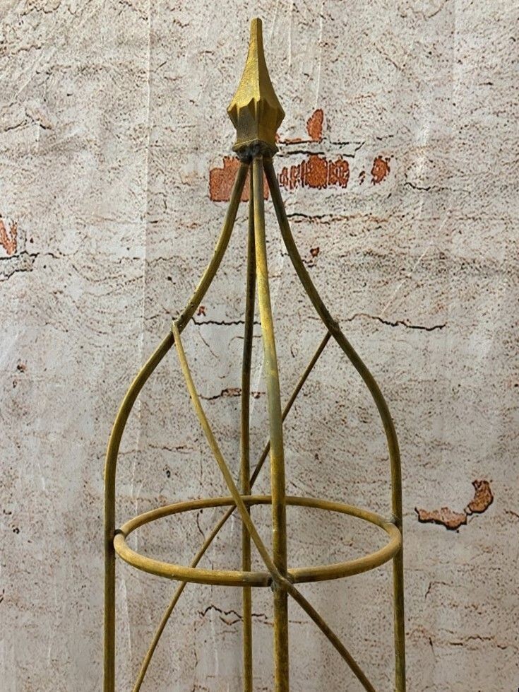 47" Rose Plant Support Garden Trellis Topiary, Round Wrought Iron Obelisk