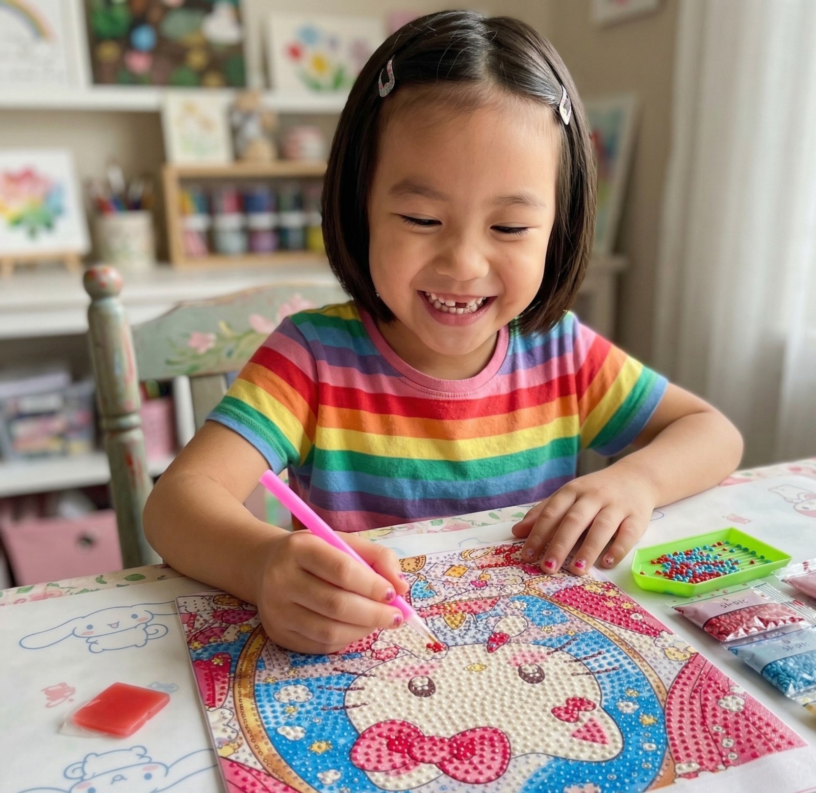 Hello Kitty Diamond Decoration Kit XH-512-20X20 Canvas Beads Tools