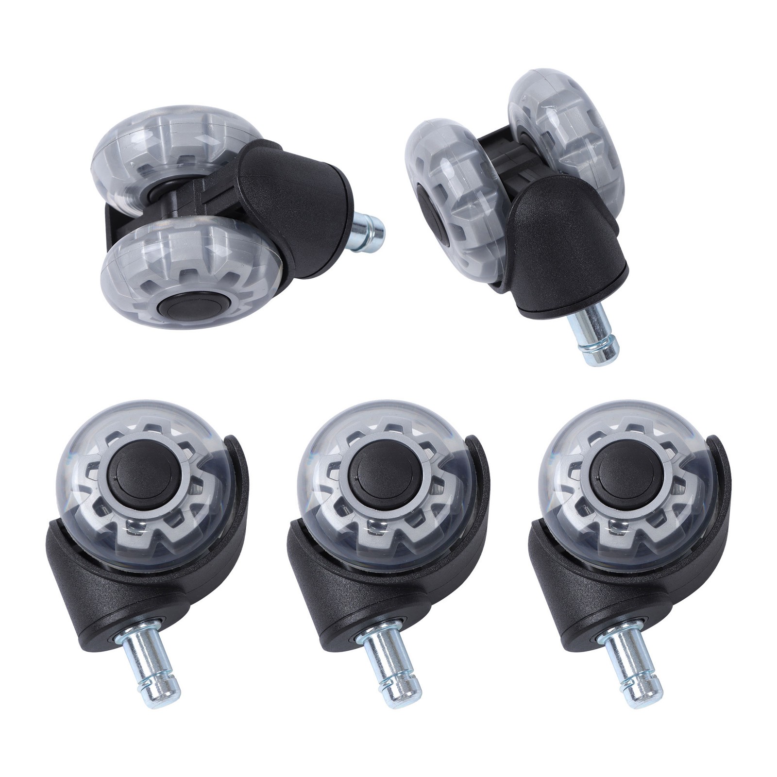 5 Pack Office Chair Wheels Replacement Rubber Chair Casters 360° Swivel 2 Inch