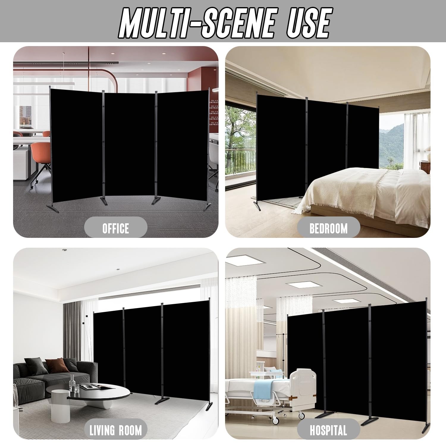 Indoor Room Divider, Portable Office Divider, Room Divider Wall Screen 3 Pane...