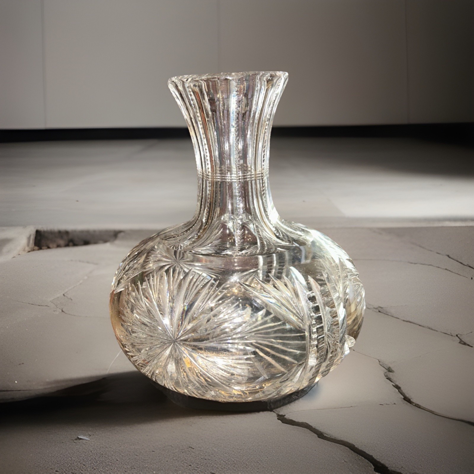 American Brilliant Cut Glass Carafe or Decanter. Antique