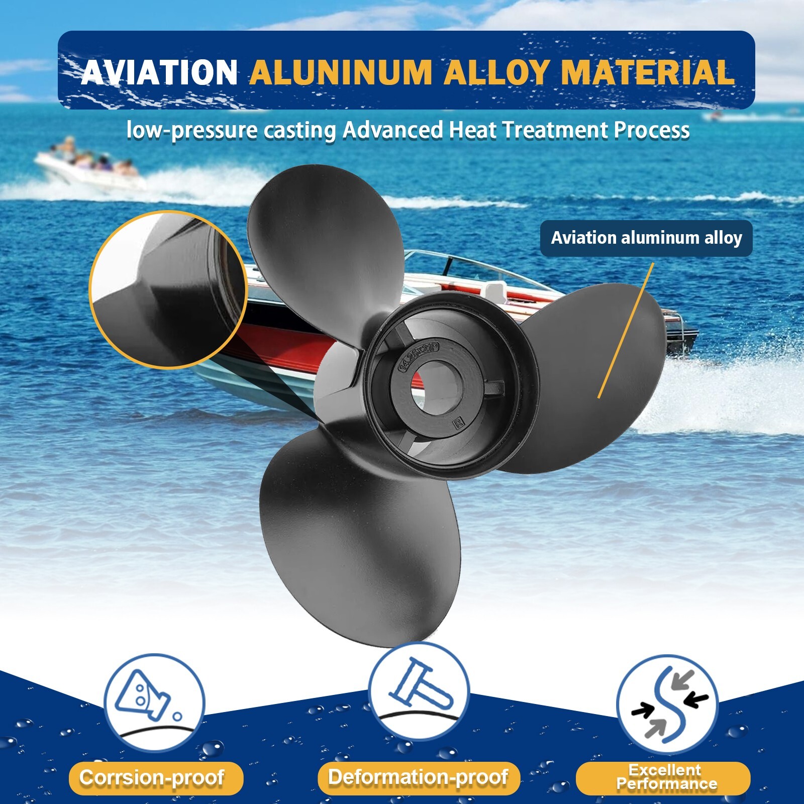 Propeller 14 1/4 x 21 Boat Prop 15 Spline Fit Mercury 130-300HP,48-832832A45,RH