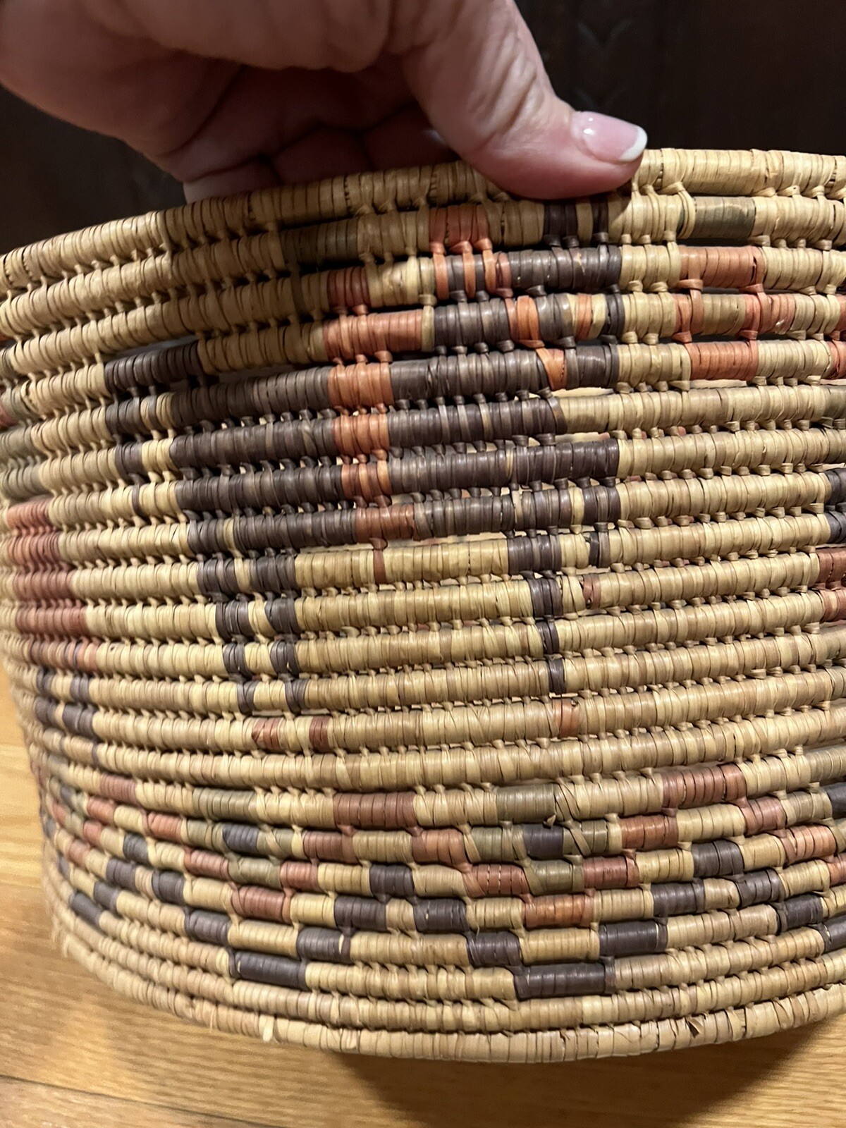 OLD BASKET FIGURAL BOWL Mexican HORSES PEOPLE Skinner 15 1/2”