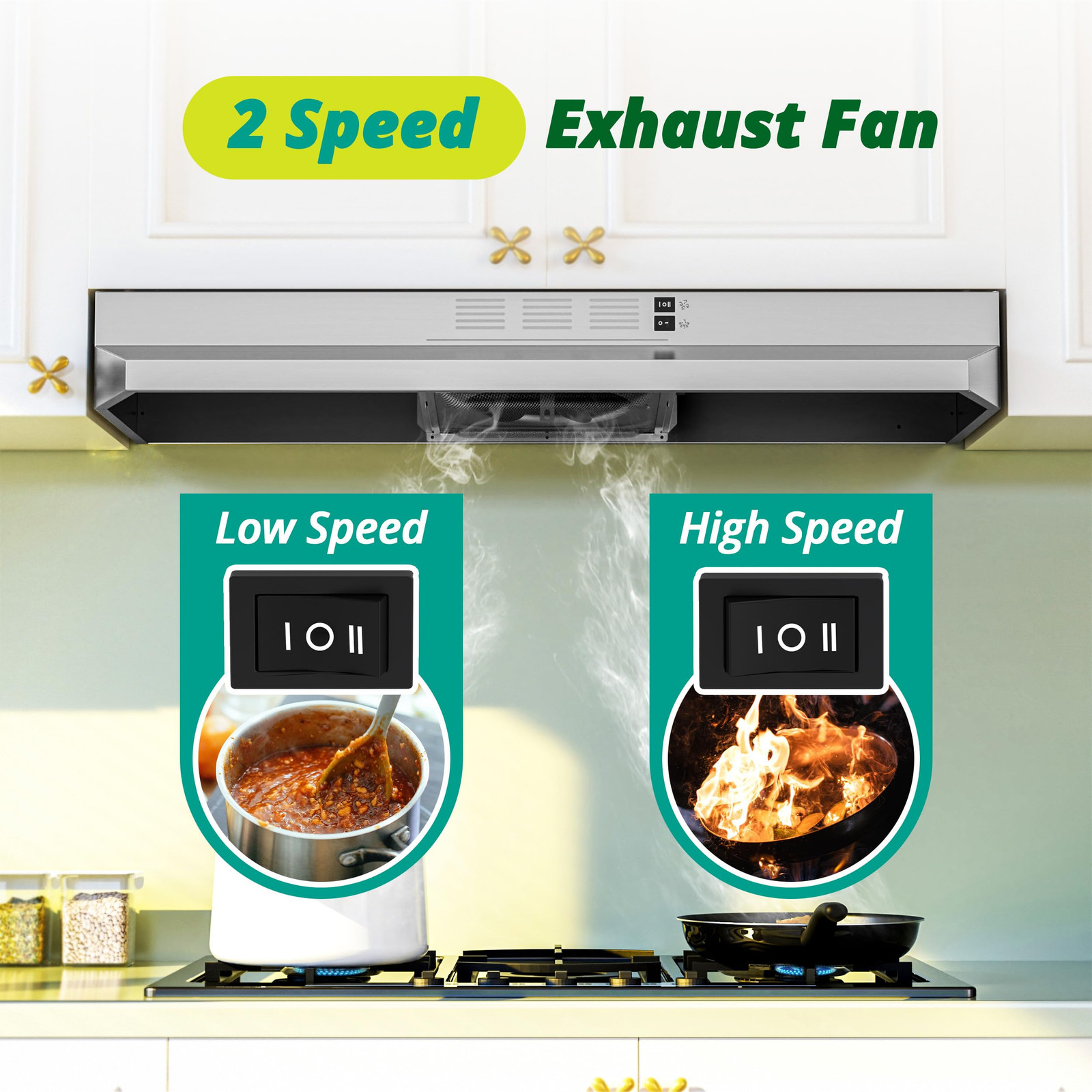 Campana Extractora De 36 Pulgadas Con Luz LED Para Cocina Debajo Del Gabinete