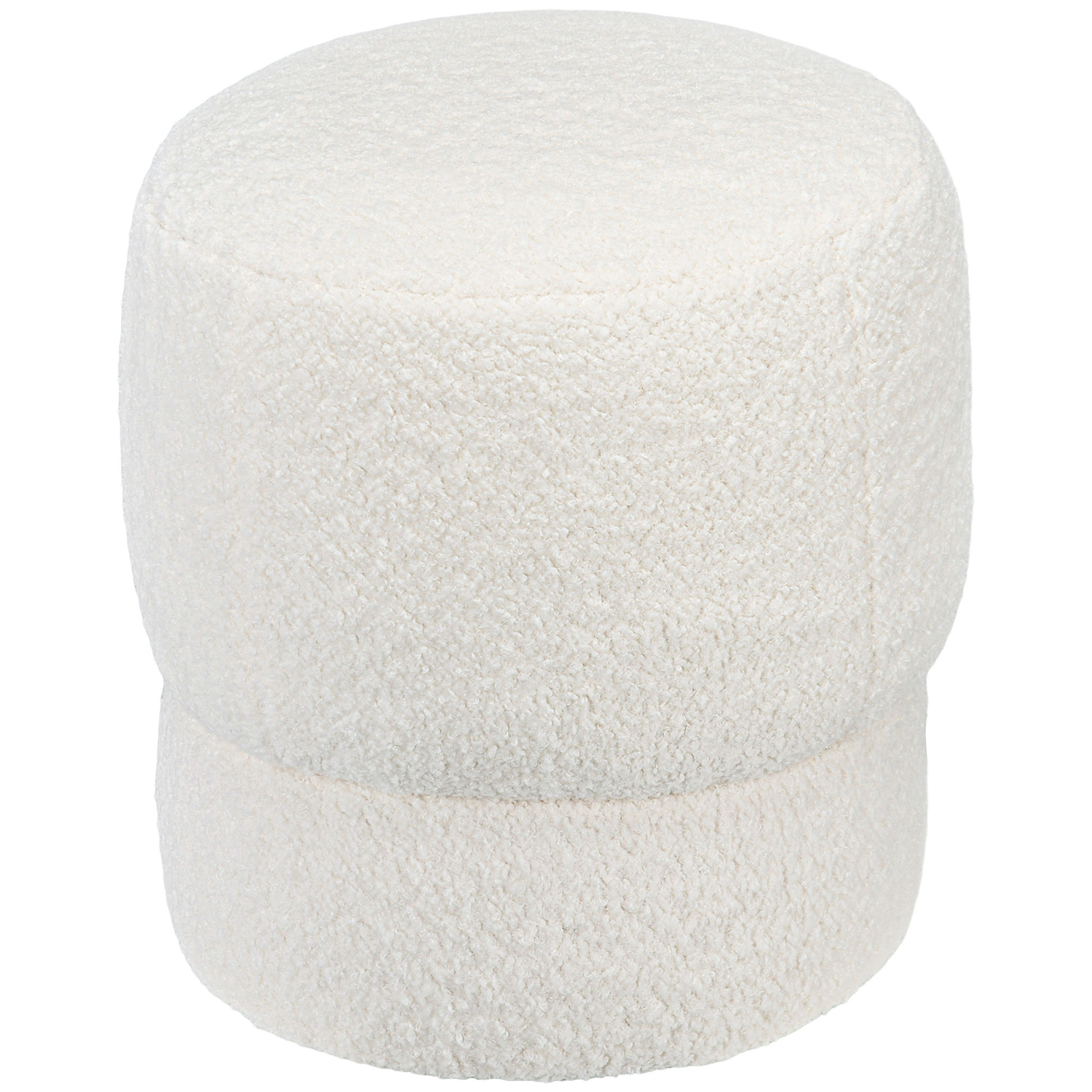 HOMCOM Round Ottoman Foot Stool with Fabric Upholstered Seat, Cream White