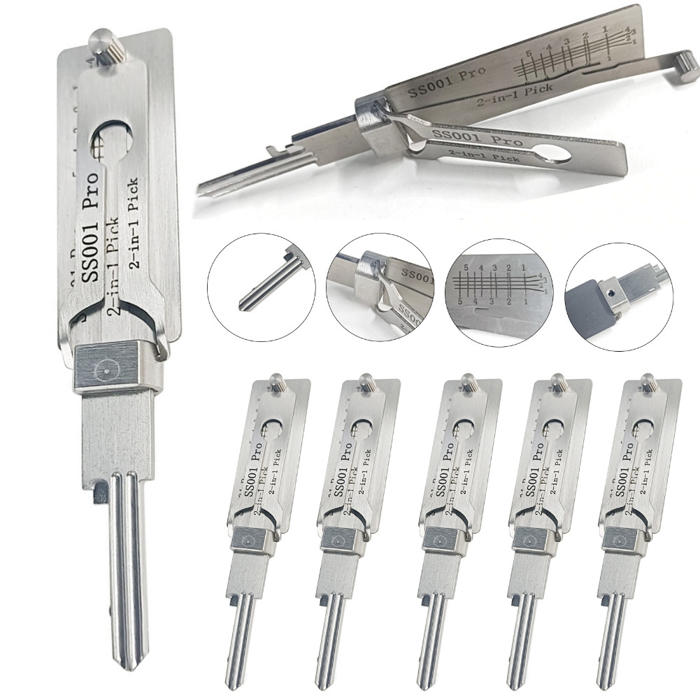 2-in-1 Stainless Steel Key Decoder Portable Precision Hook Pickup Hand Tool 1pcs