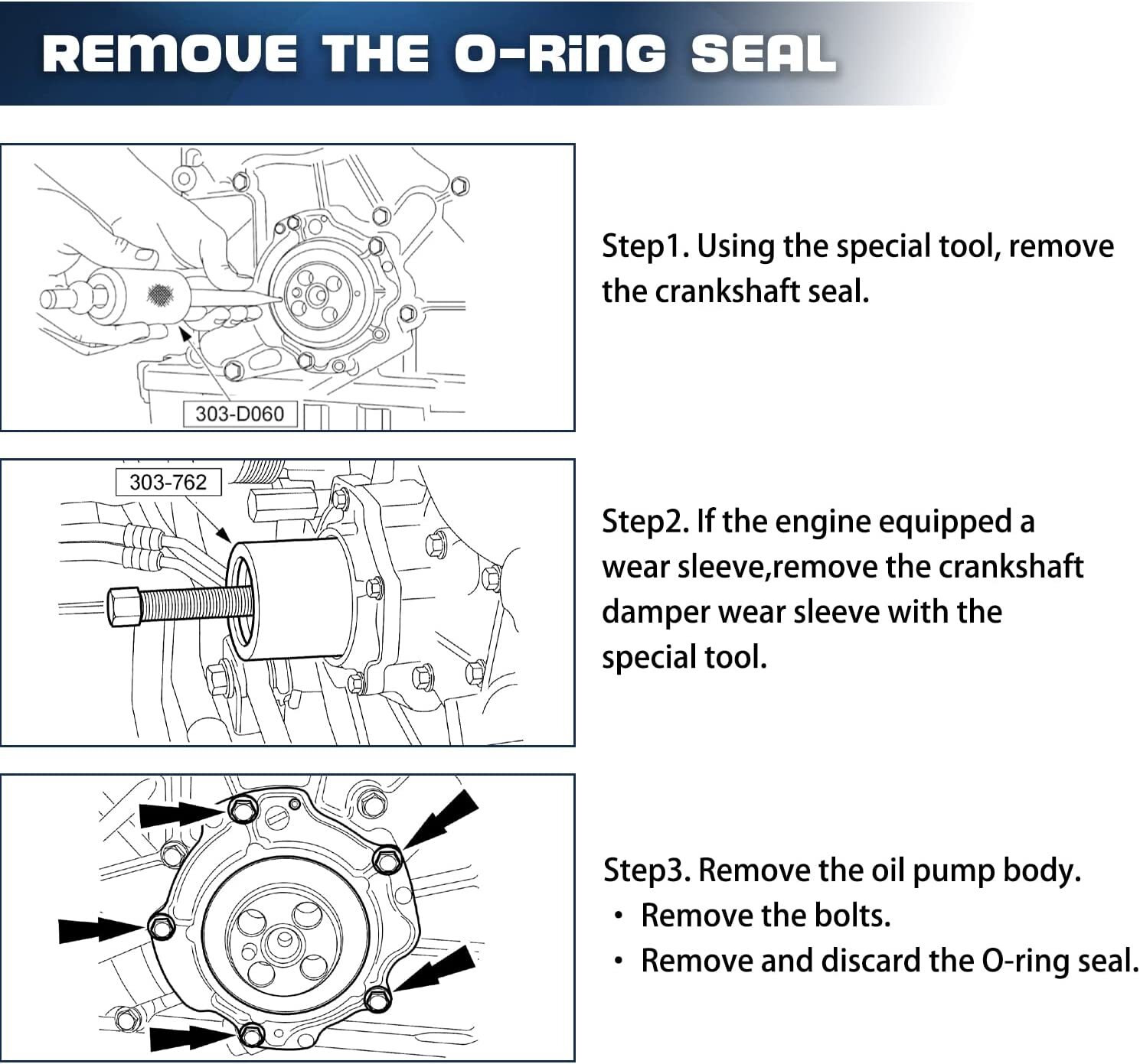 For Ford 4.5L 6.0L ST-130 303-762 Crankshaft Front Seal & Wear Ring Remover Tool