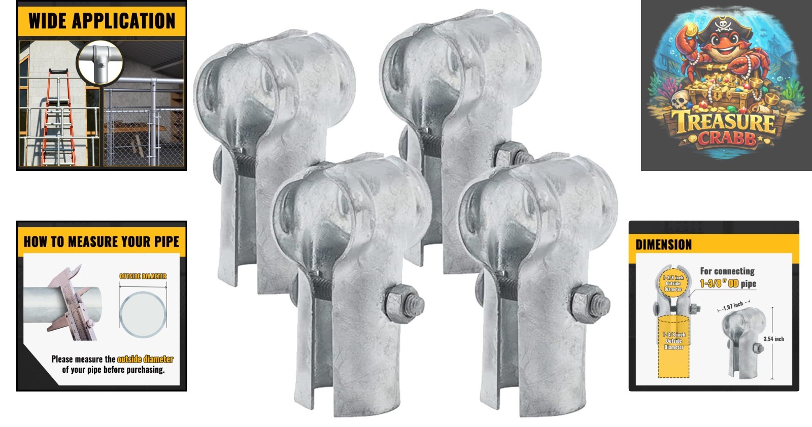 Corrosion Resistant 1-3/8 Inch End Rail T Clamps - 4 Pack for Easy Installation