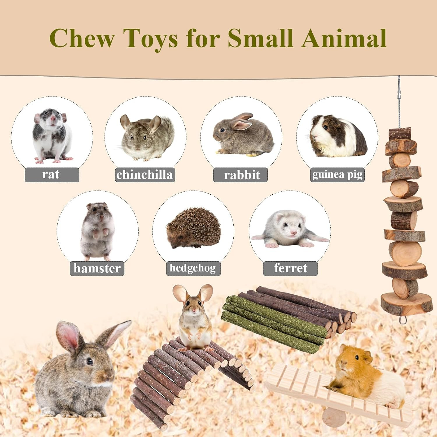 Hamster Toys, Guinea Pig Chew Toys Small Animal Enrichment Toys Cage Accessories