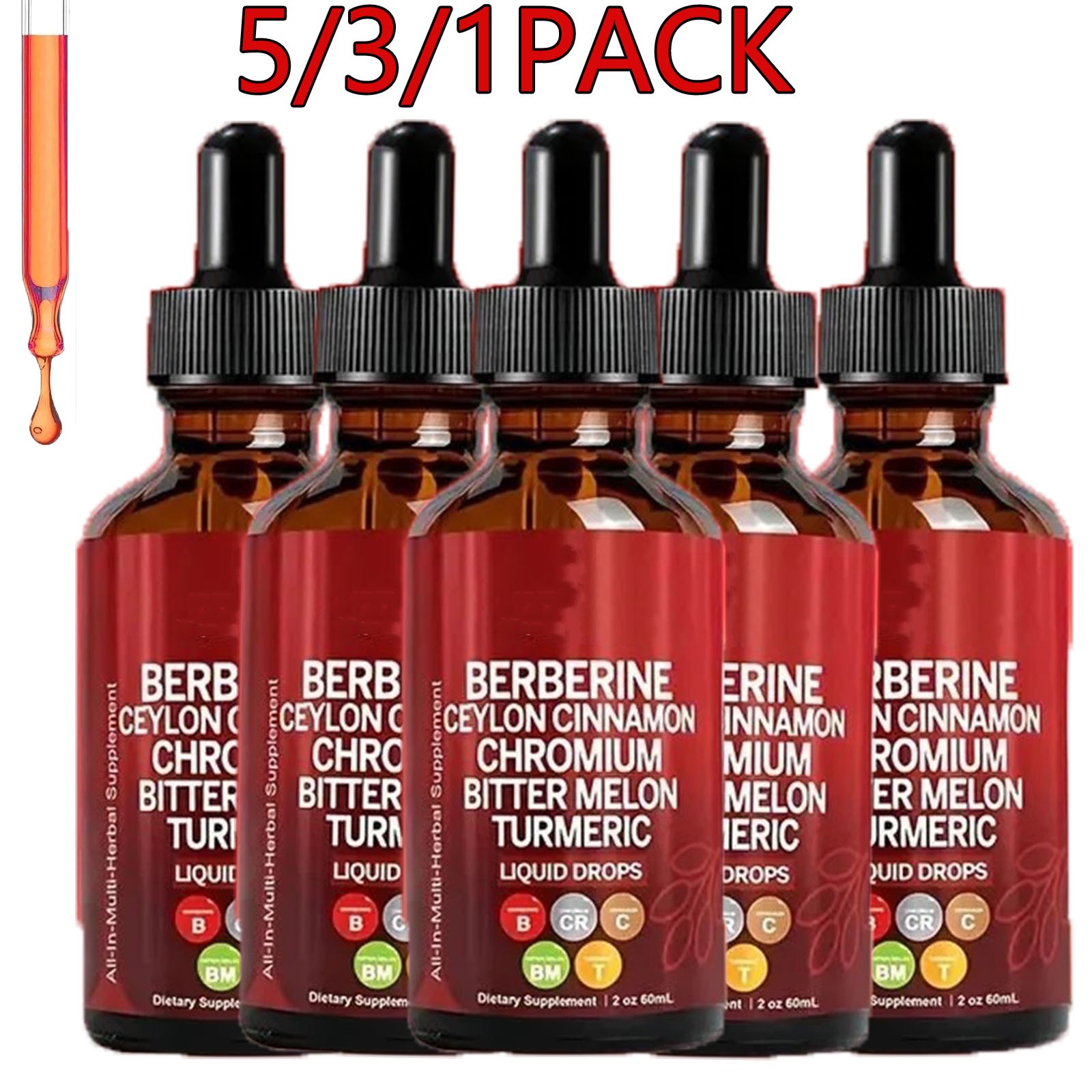 5/3pc Bottles Clean Nutra Berberine with Ceylon Cinnamon Supplement Liquid Drops