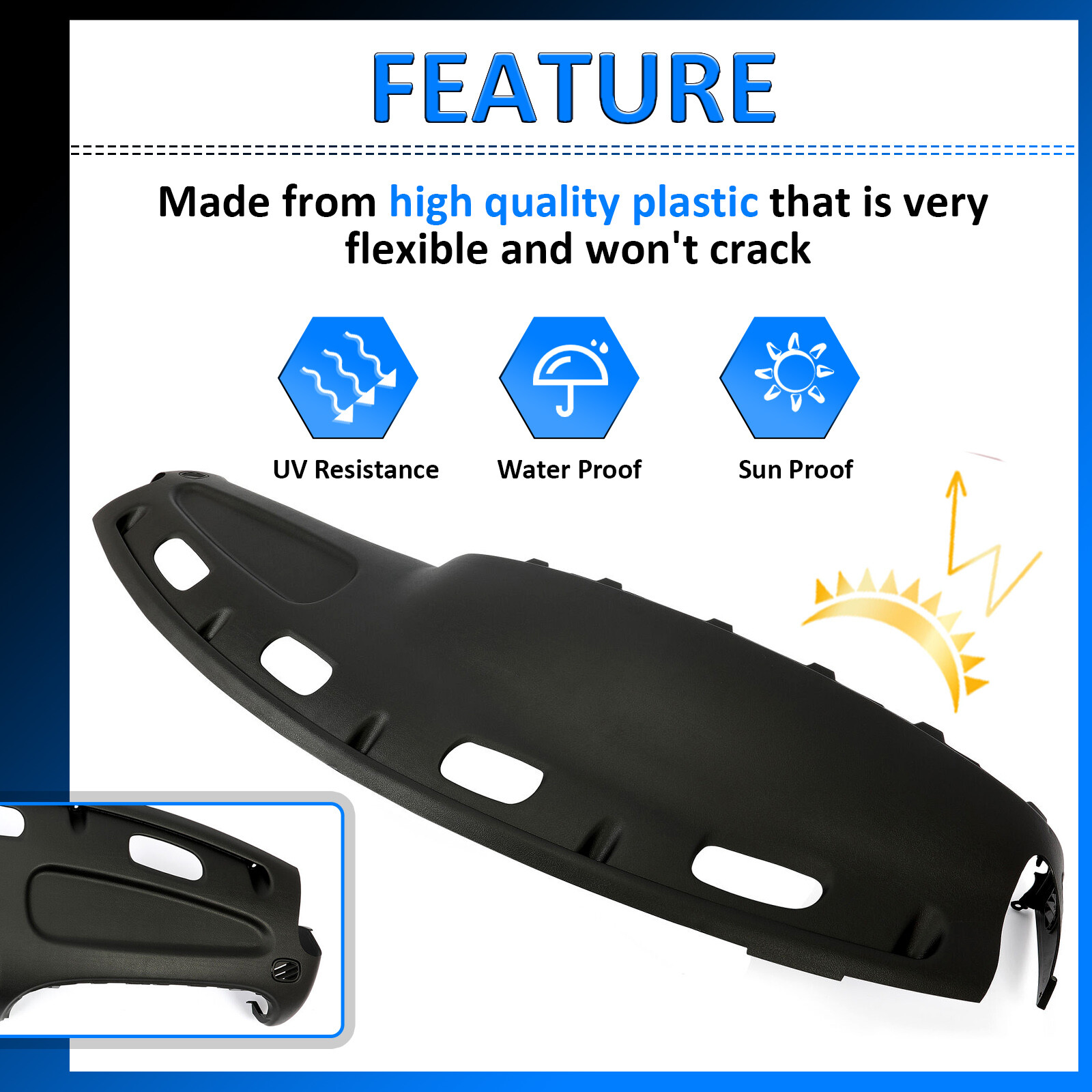 Black Dashboard Panel Dash Pad Board Cover For 1998-02 Dodge Ram 1500 2500 3500