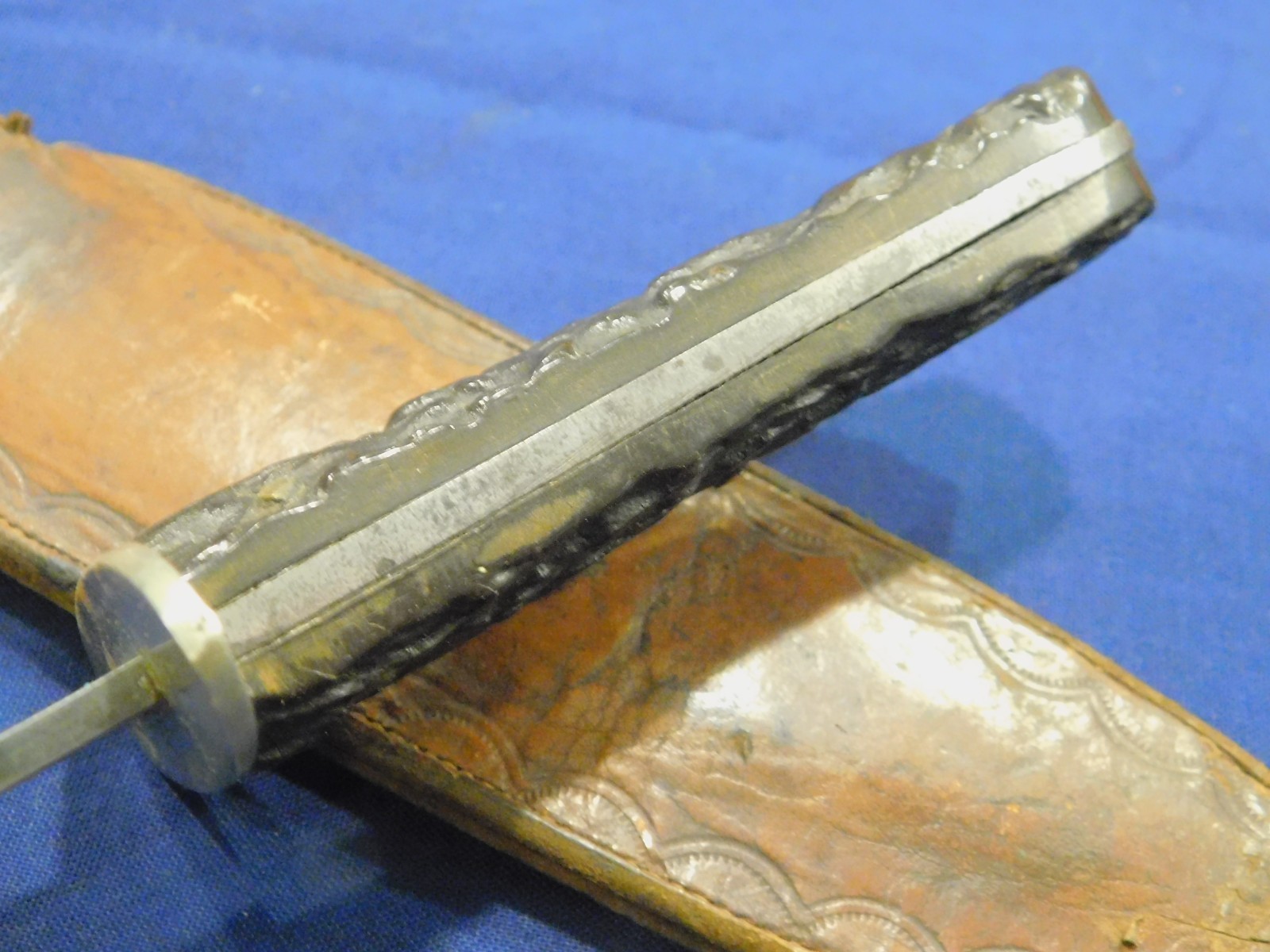 Great 1800s American Bowie Fighting Hunting Knife LF&C Stag Grip w/Sheath