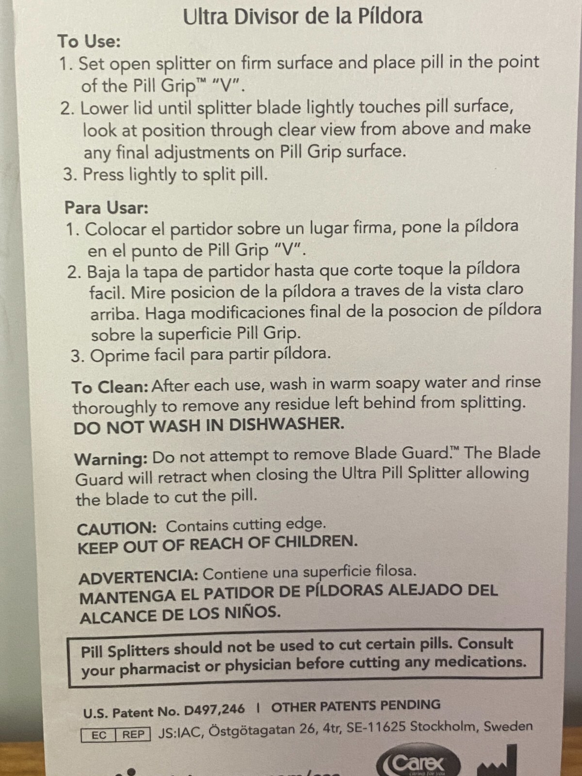 Apex Ultra Pill Cutter - Pill Splitter Self-Retracting Blade Guard - Lot of 4