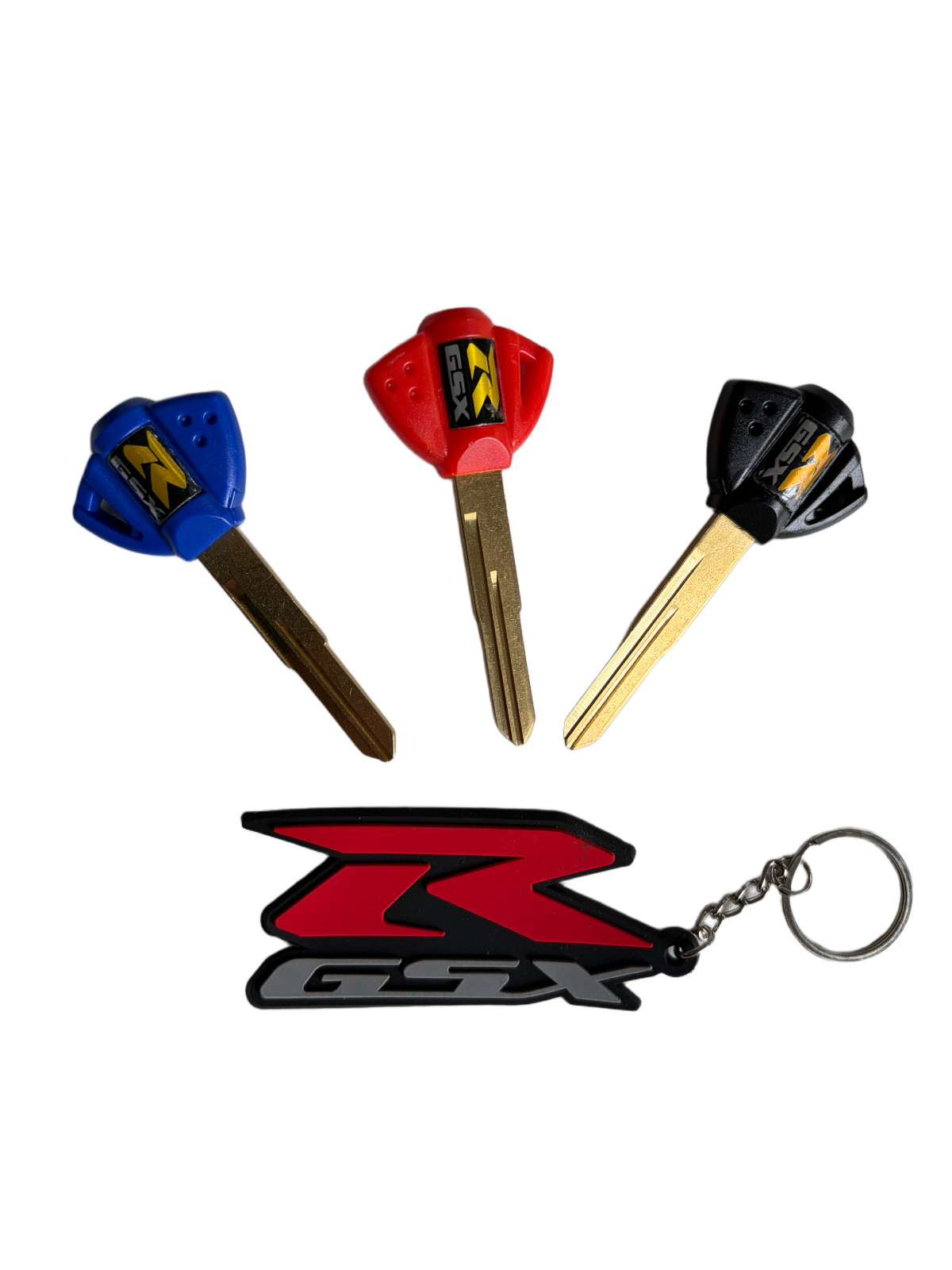 3 PCS Blank Uncut Blade Keys With Key Chian For Suzuki GSXR600 GSXR750 GSXR1000