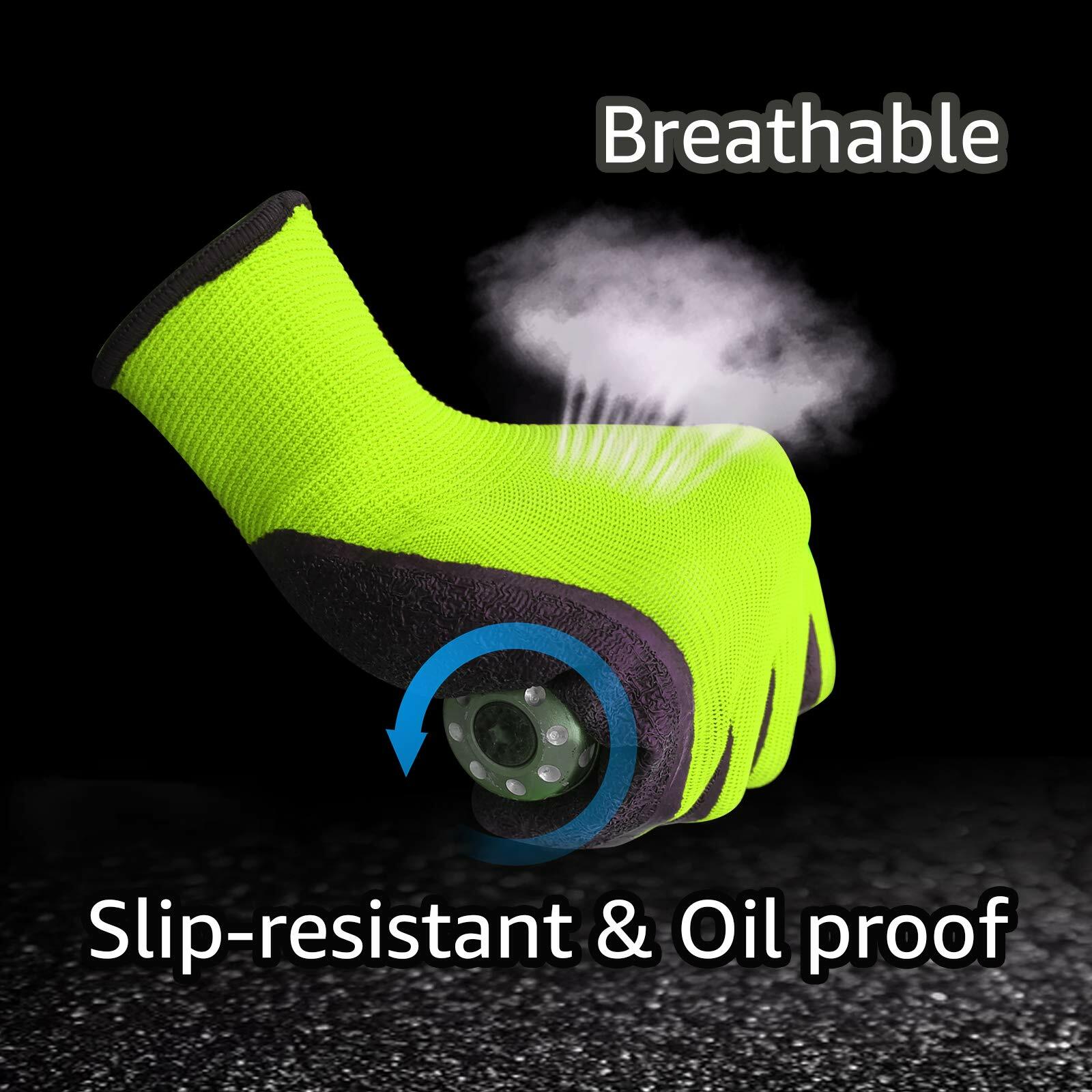 EvridWear 12 Pairs Pack Crinkle Latex Rubber Coated Work Gloves