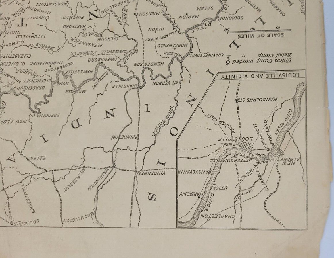 War Map of Kentucky 1861 detailed Civil War Map