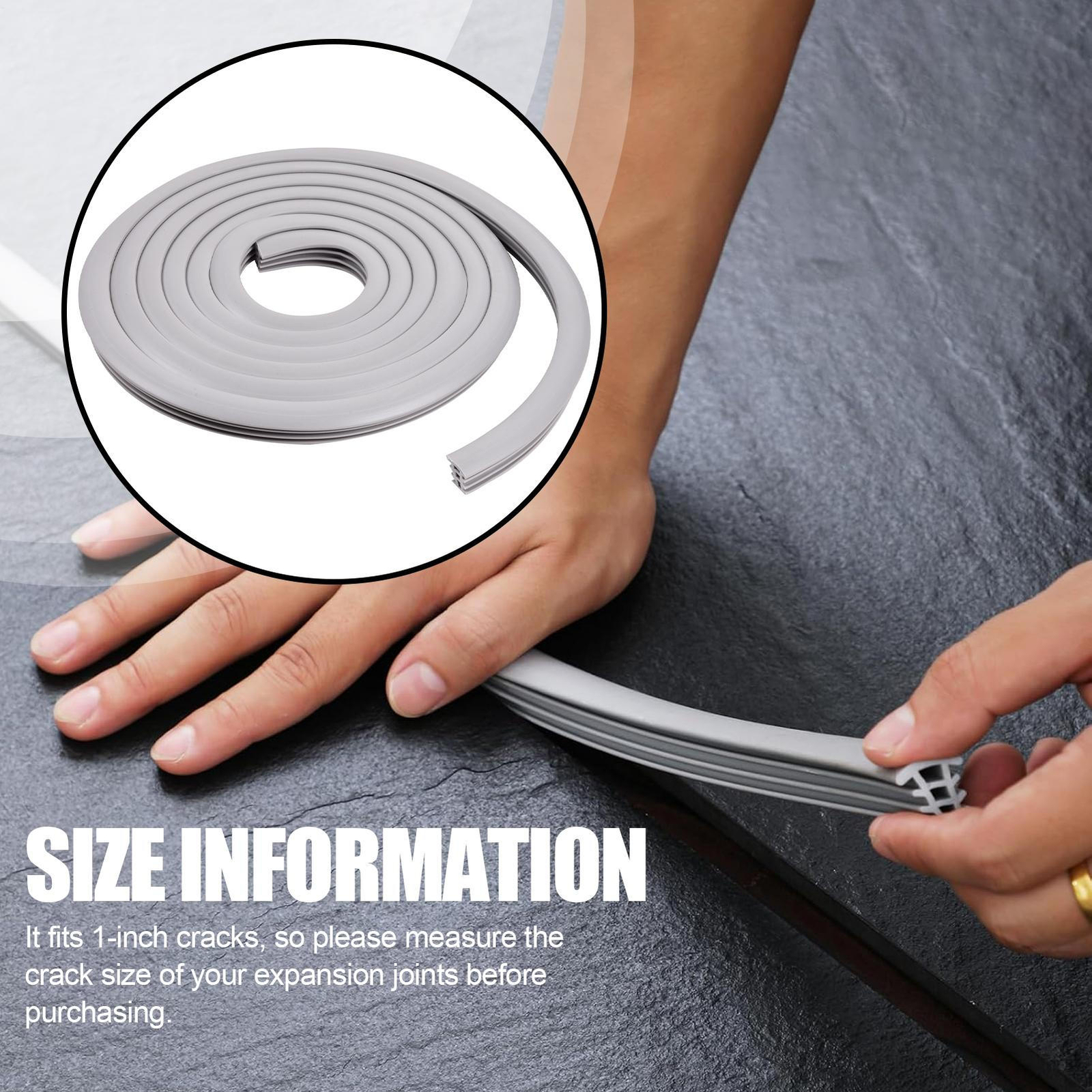 50ft Concrete Expansion Joint Filler Flexible EPDM Strip For 1'' Wide Cracks