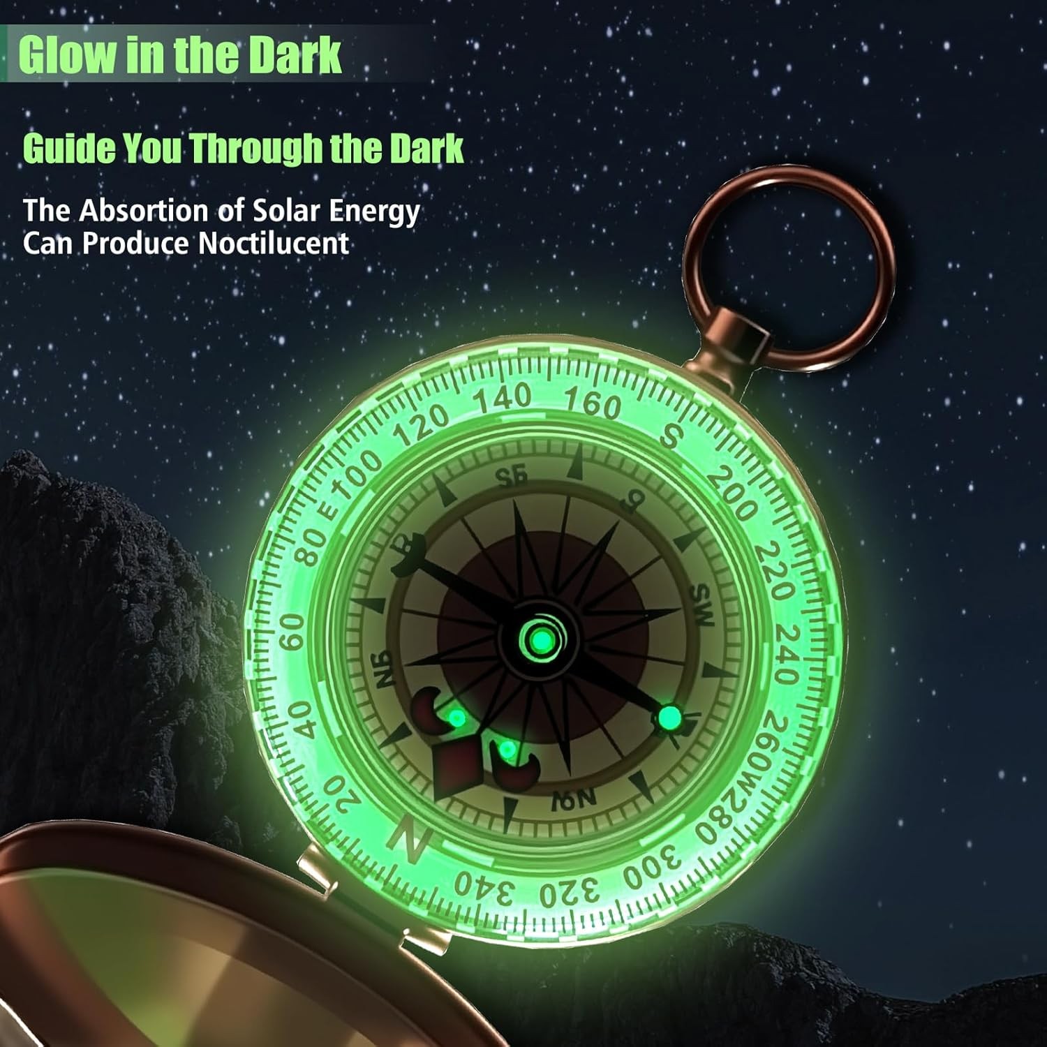 Portable Compass Brass Keychain Watch Pocket Outdoor Camping Hiking Navigation