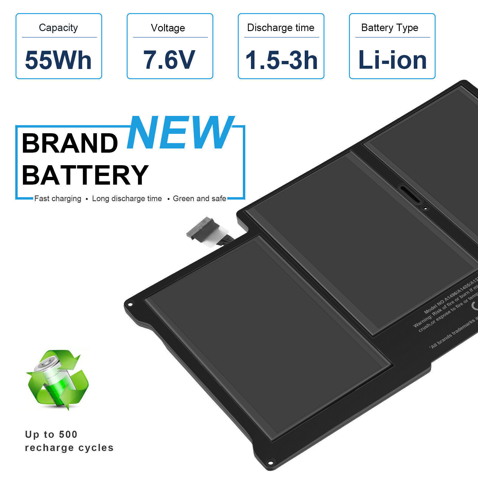 LOT Battery A1405 A1496 for MacBook Air 13'' A1466 Mid 2012 2013,Early 2015 55Wh