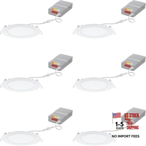 LED Recessed Lights 6 Inch Round Wafer 6-Inch Ultra Thin Trim (Six Pack)