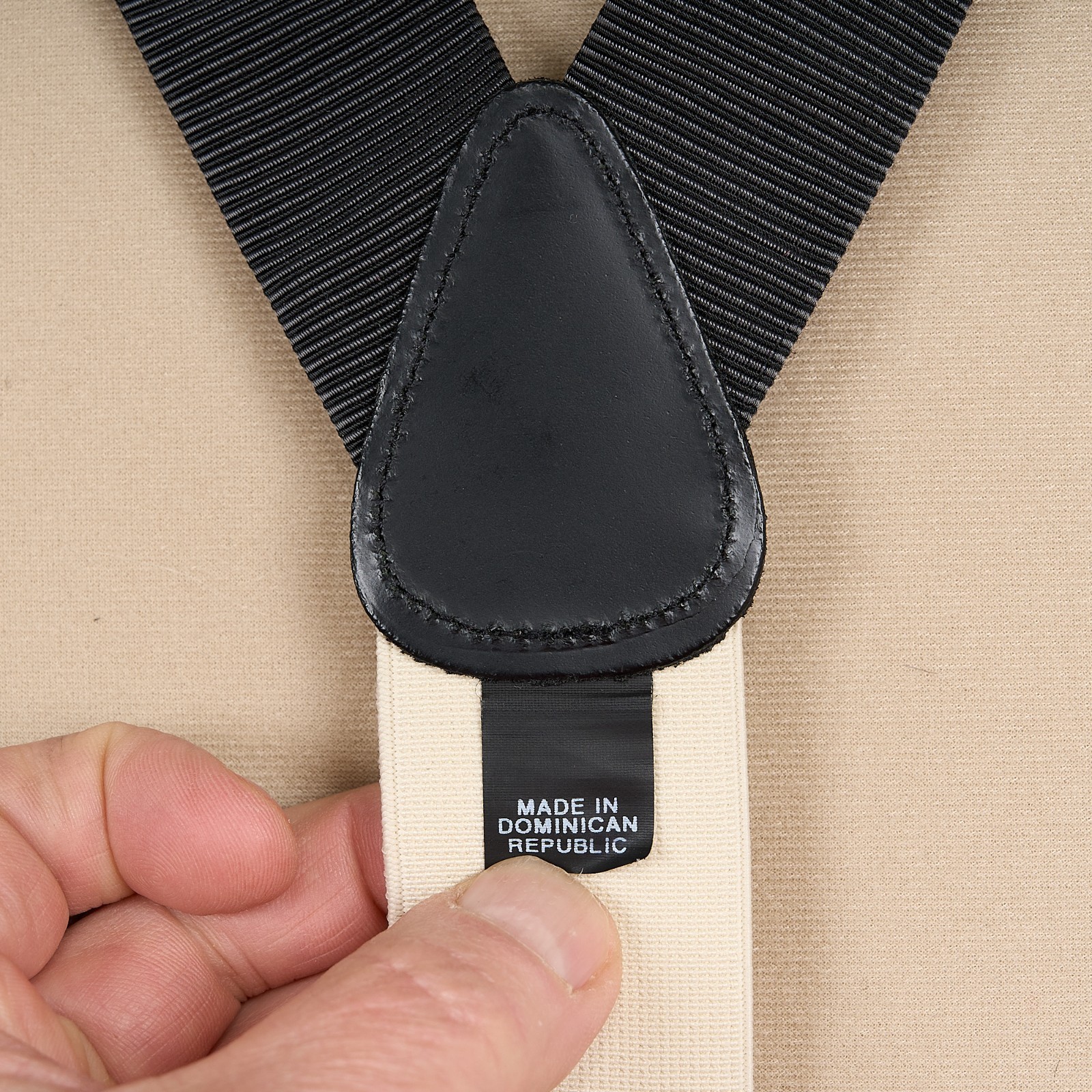 JOS A BANK Suspenders Black Polka Dot Braces Leather Button Tabs Adjustable