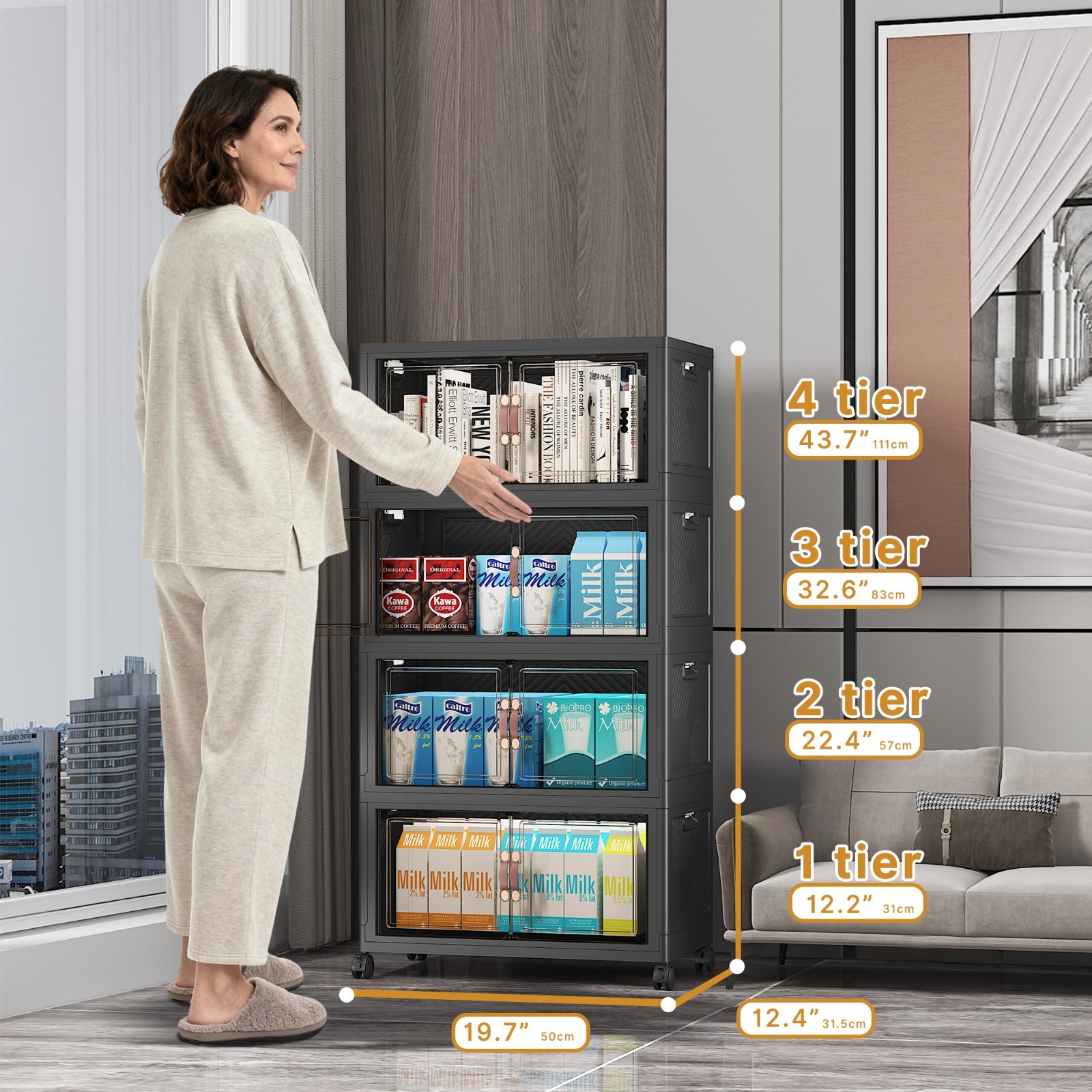 UAMFURI Extra Large Stackable Storage Bins with Lids & Wheels & Door Containers