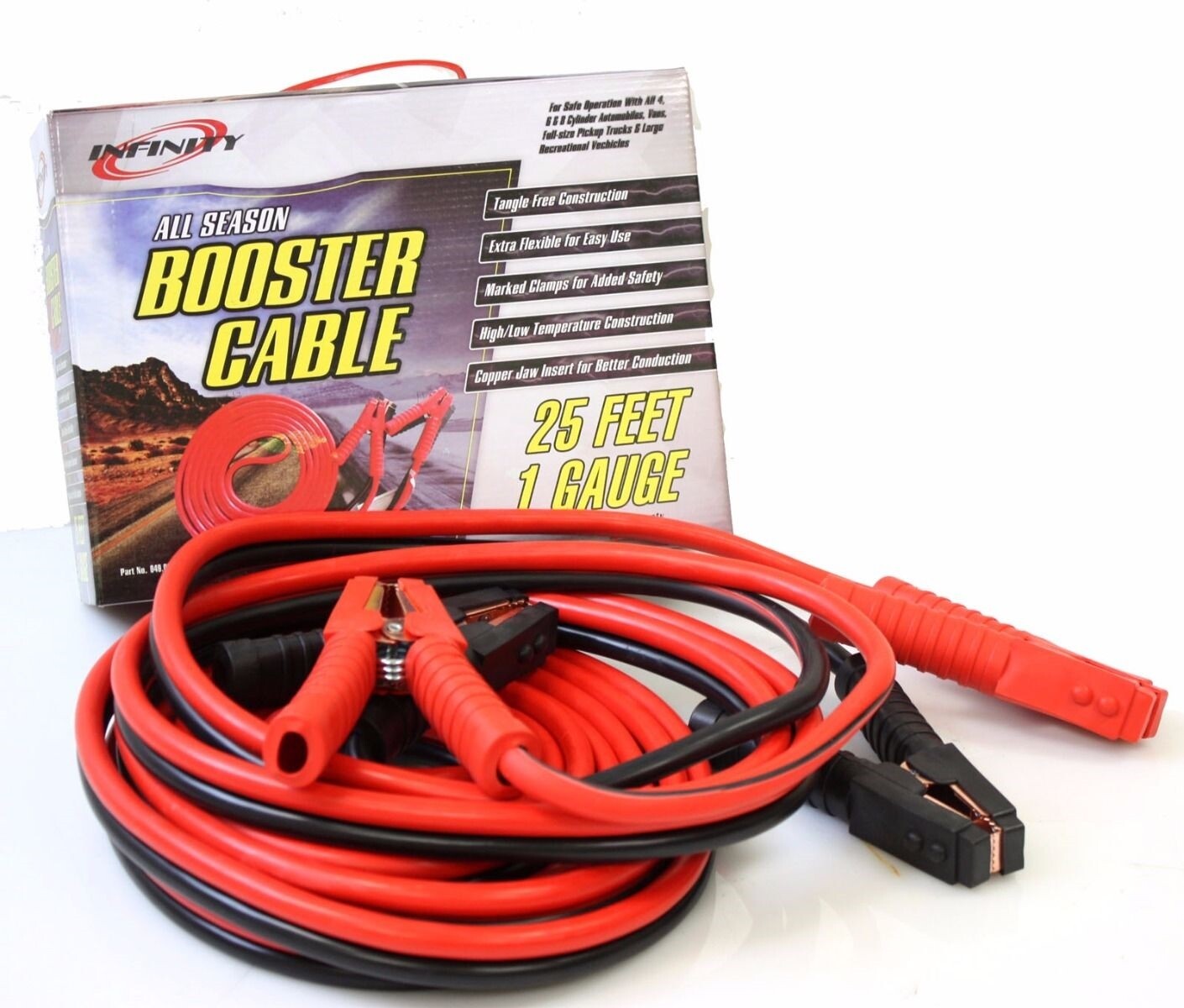 1 Gauge 25' Heavy Duty 1200Amp Auto Truck Jumper Booster Jumping Battery Cable