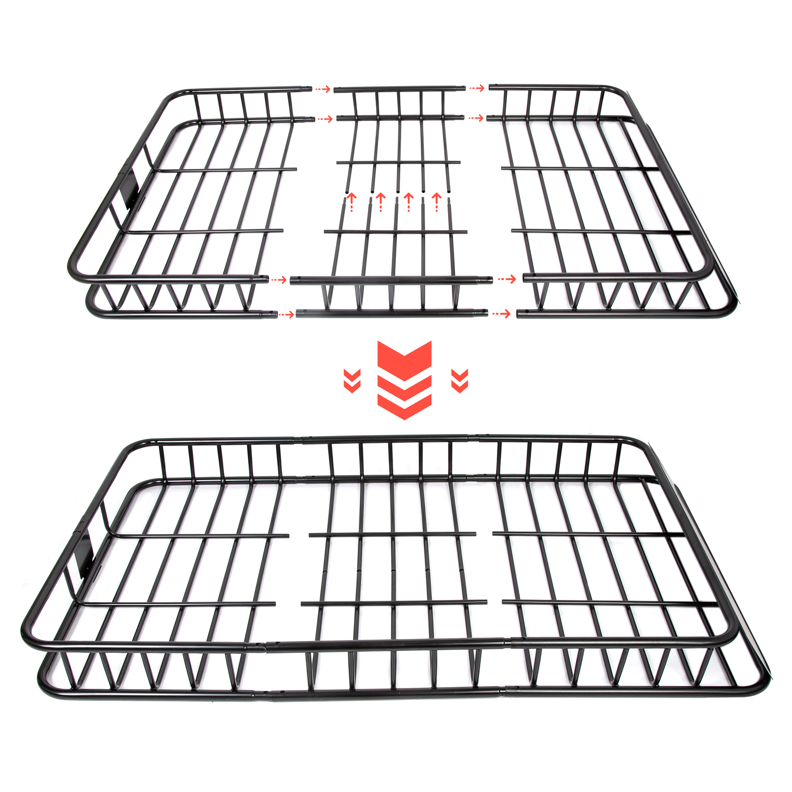 64" Roof Rack Basket Cargo Carrier w/ Extension Top Luggage Holder For SUV
