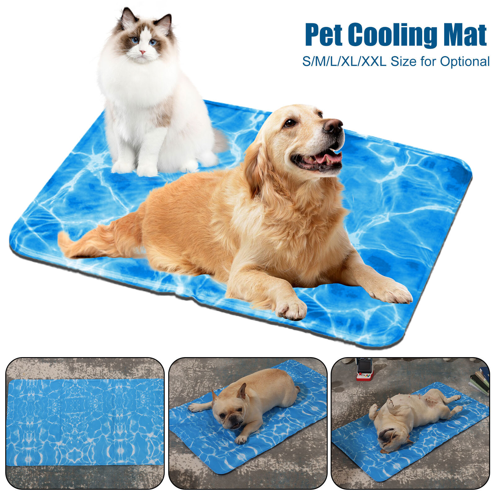 Pet Cooling Gel Mat Self Cooling Cushion Pad Summer Hot Weather Sleeping Bed Dog