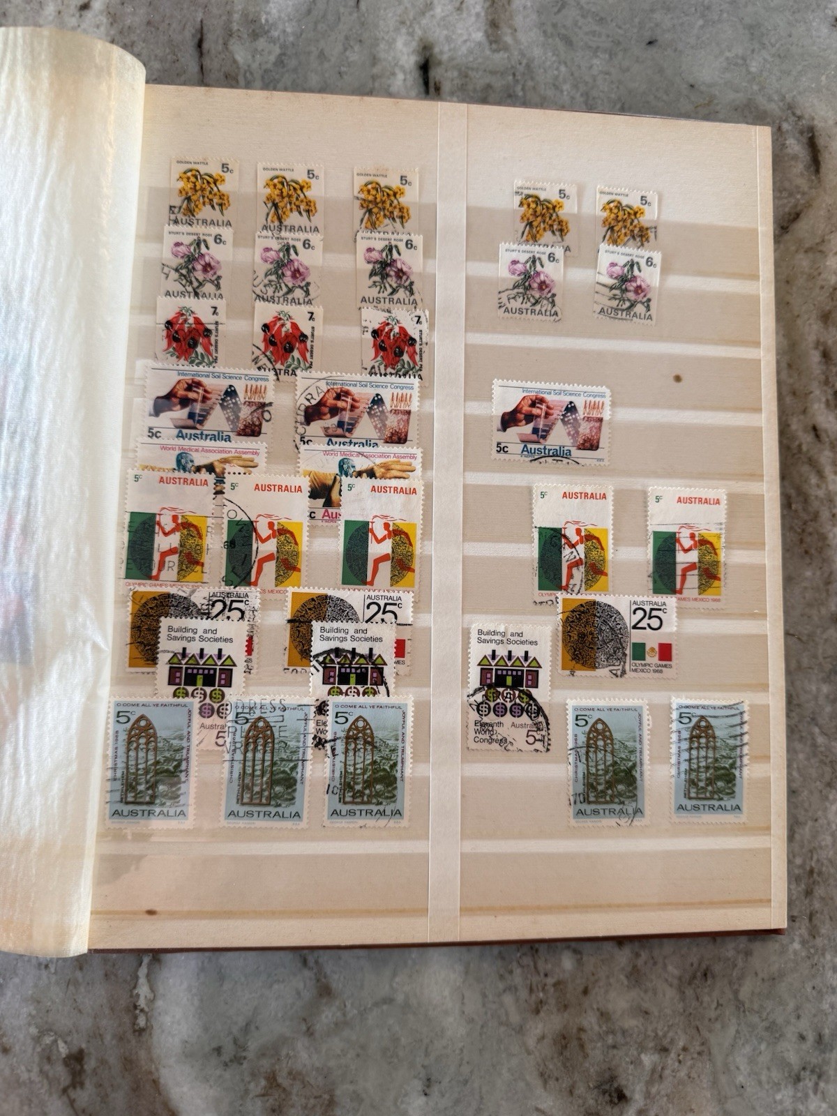 Australia Stamp Album. 1940’s - 70. SG, well populated. Roos, Royalty, Sport…