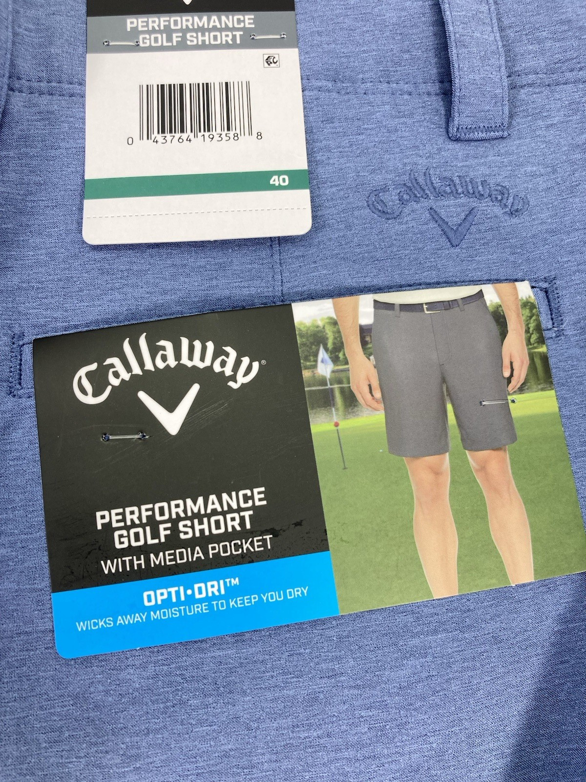 Callaway Performance Golf Shorts Men Size 40X10 Blue Flat Front Stretch NWT
