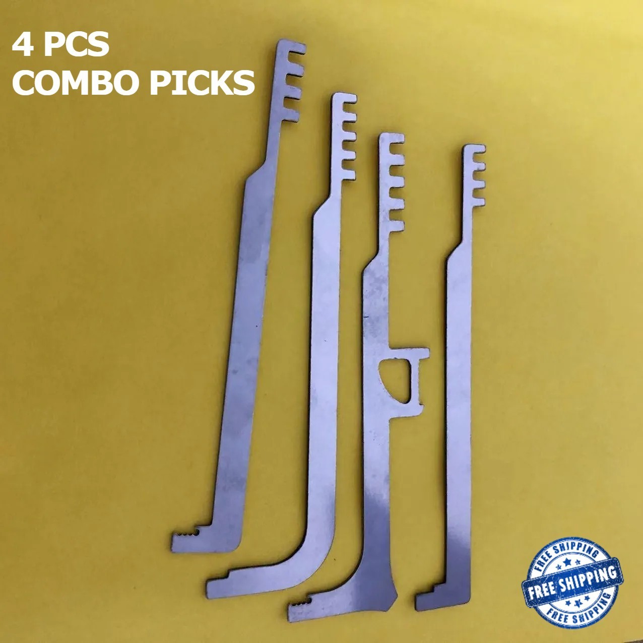 4pc Stainless Steel Comb Picks for Lock Out Police Fireman Locksmith Emergency