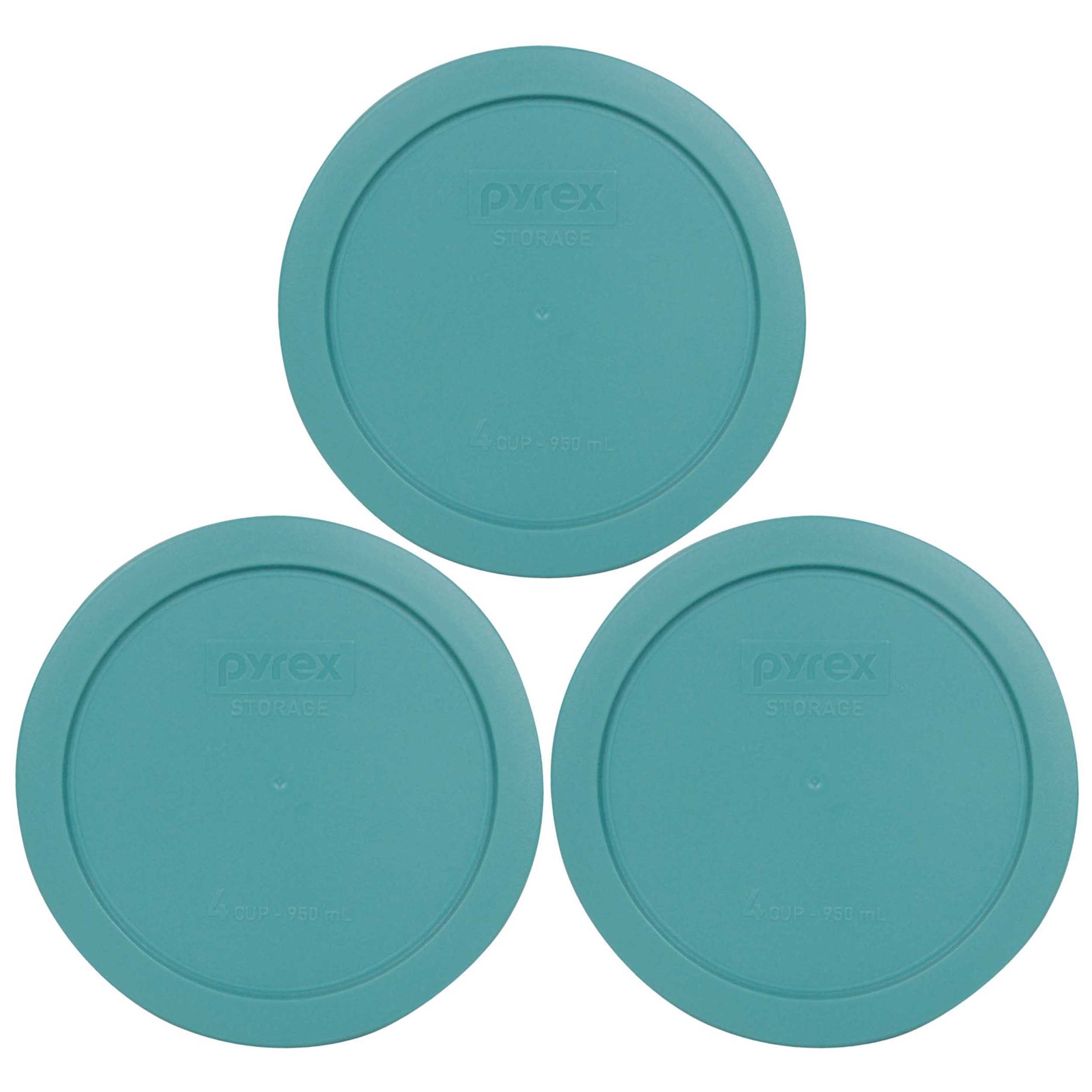 Pyrex 7201-PC 4 Cup Round Plastic Turquoise Replacement Lid for Glass Bowl 3PK